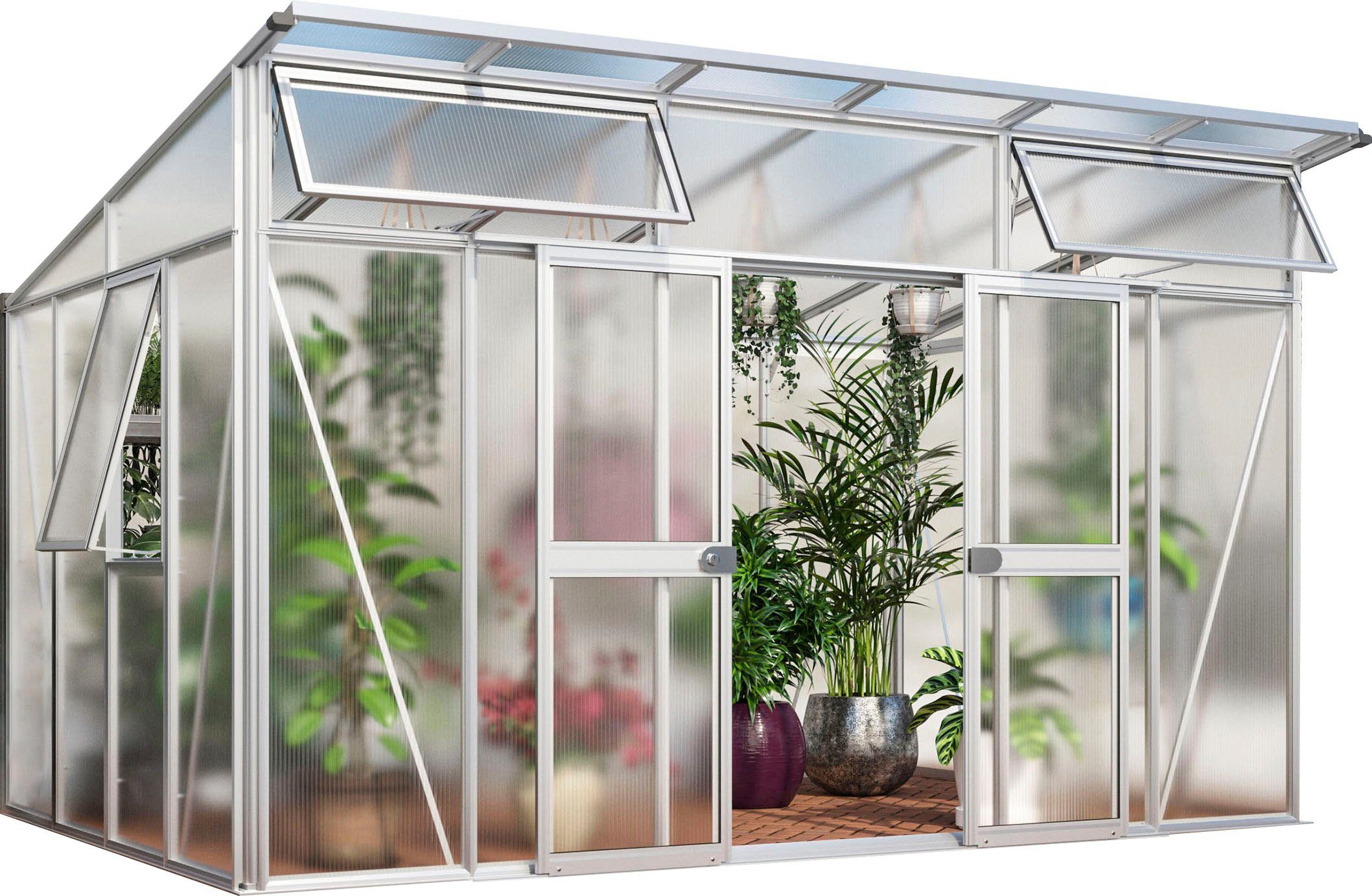 Vitavia Gewächshaus Aura 11500, BxTxH: 392,8 x 295 x 242,3 cm, 10 mm Wandstärke, besonders stabile Alu-Profile, 10 mm Hohlkammerplatten