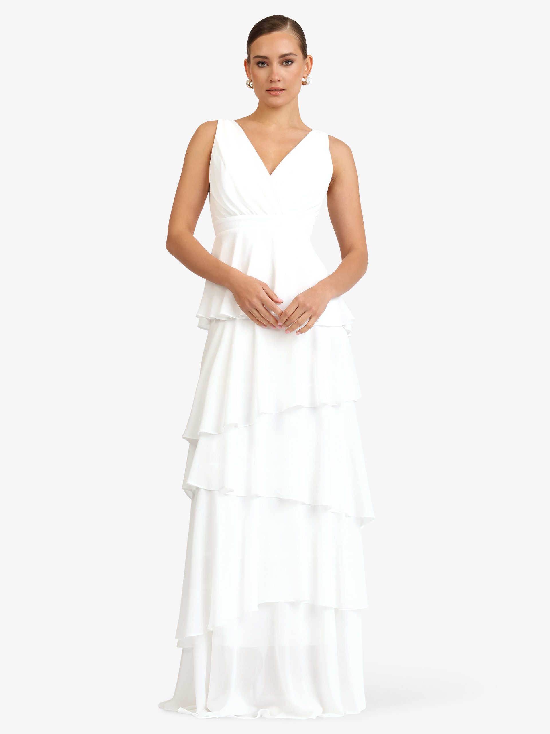 Kraimod Abendkleid mit Volantstufen und V-Ausschnitt günstig online kaufen