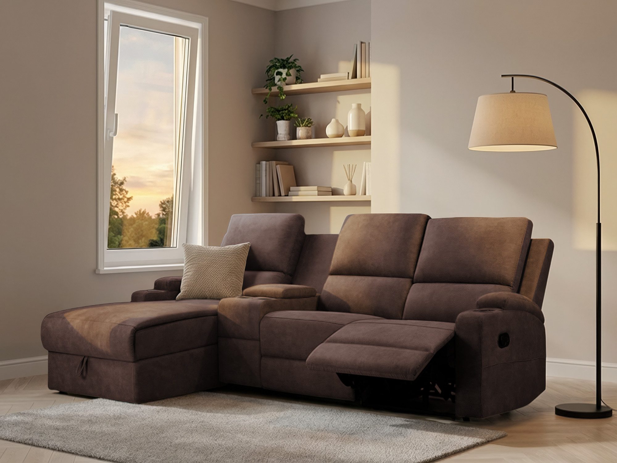 Home affaire Ecksofa NAPORI Multimediasofa, 3er Kinosessel XXL, L-Form, 3 B günstig online kaufen