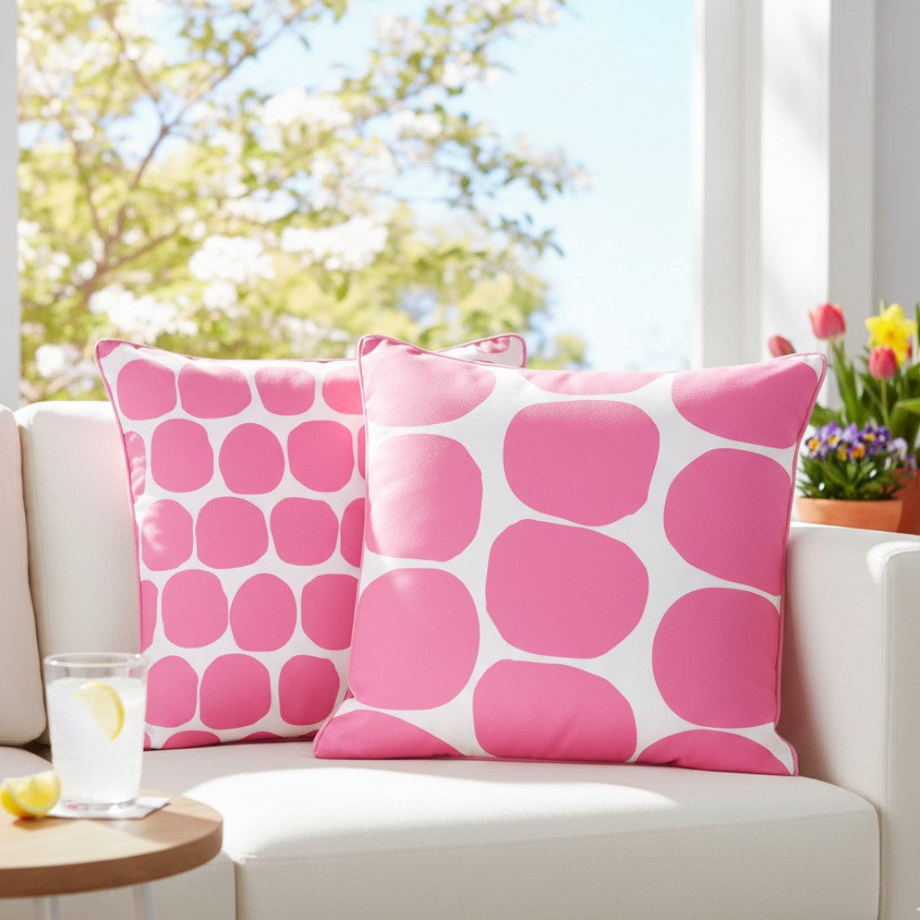 BOLTZE Dekokissen Dekokissen Bliss Geo Pink Weiss 2er Set