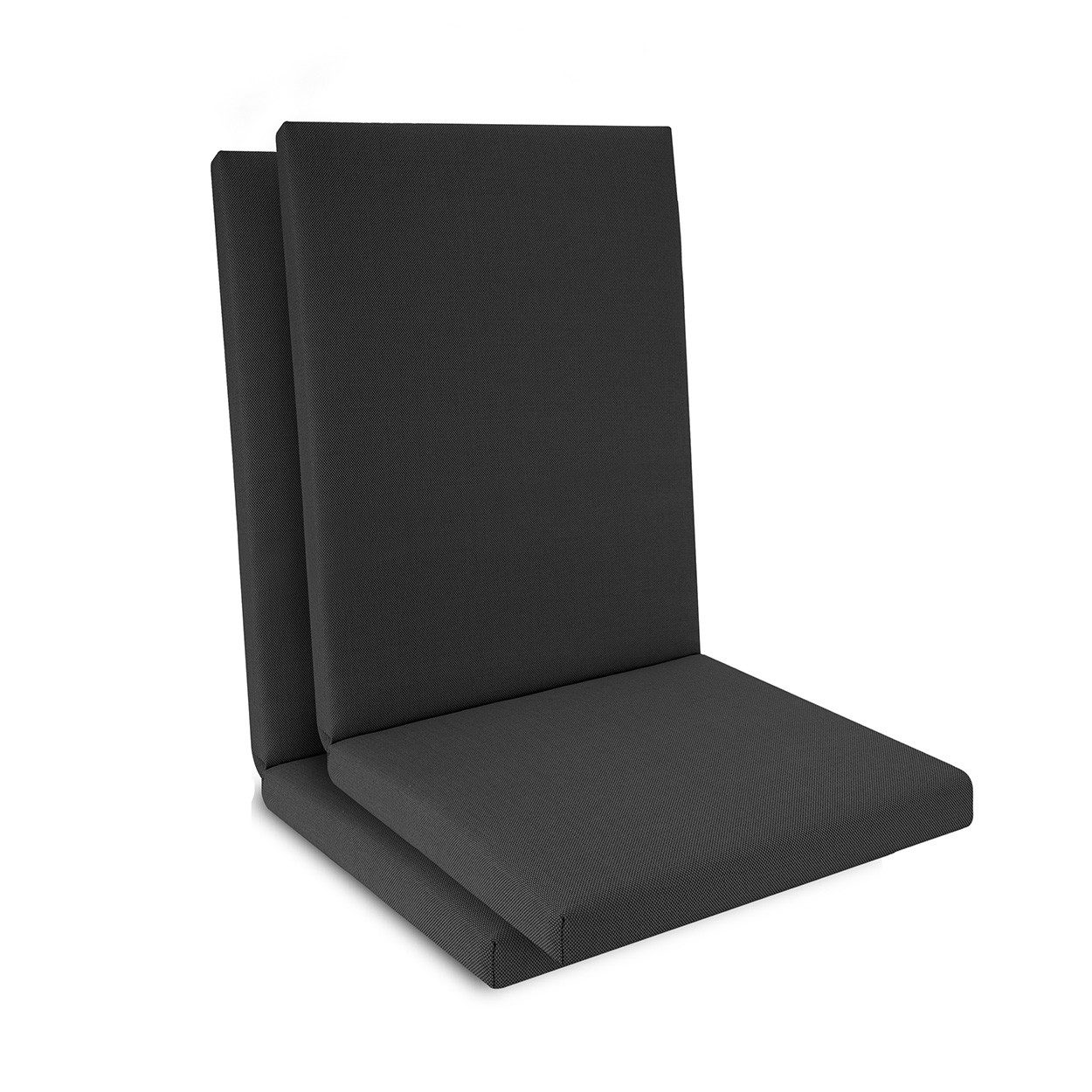 Beautissu Sitzauflage 2er Set Niedriglehner Auflage wasserdicht 100x50x5,5cm Anthrazit, UV-beständig Bequem Pflegeleicht Waschbar Sitzkissen Gartenstuhl