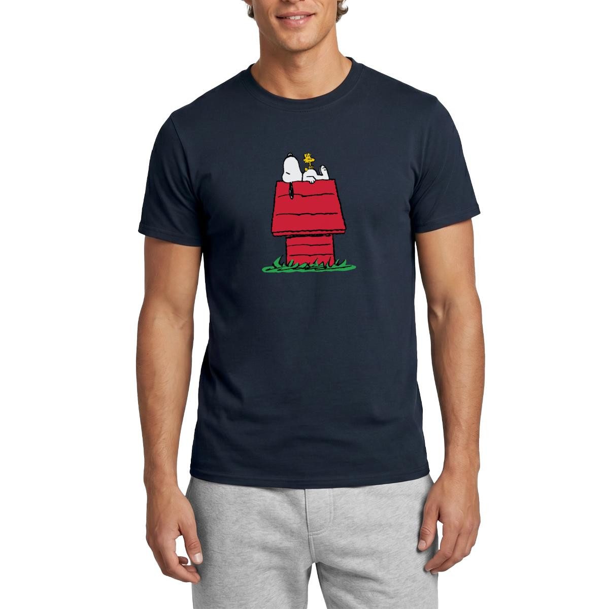 Spreadshirt T-Shirt Peanuts Snoopy Und Die Hundehütte Männer T-Shirt (1-tlg)