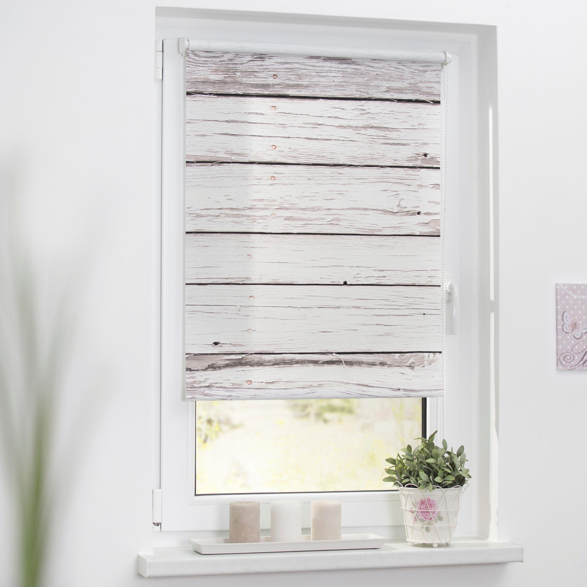 Seitenzugrollo Klemmfix Motiv Bretter Vintage, LICHTBLICK günstig online kaufen