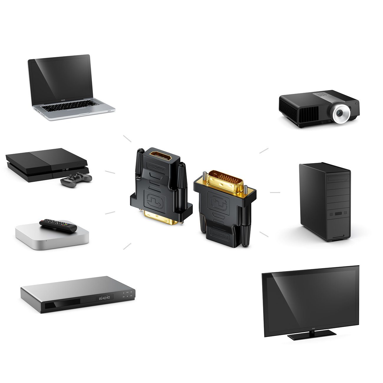 deleyCON deleyCON HDMI zu DVI Adapter HDMI Buchse zu DVI Stecker 24+1 HDMI-Kabel – Bild 4 von 5