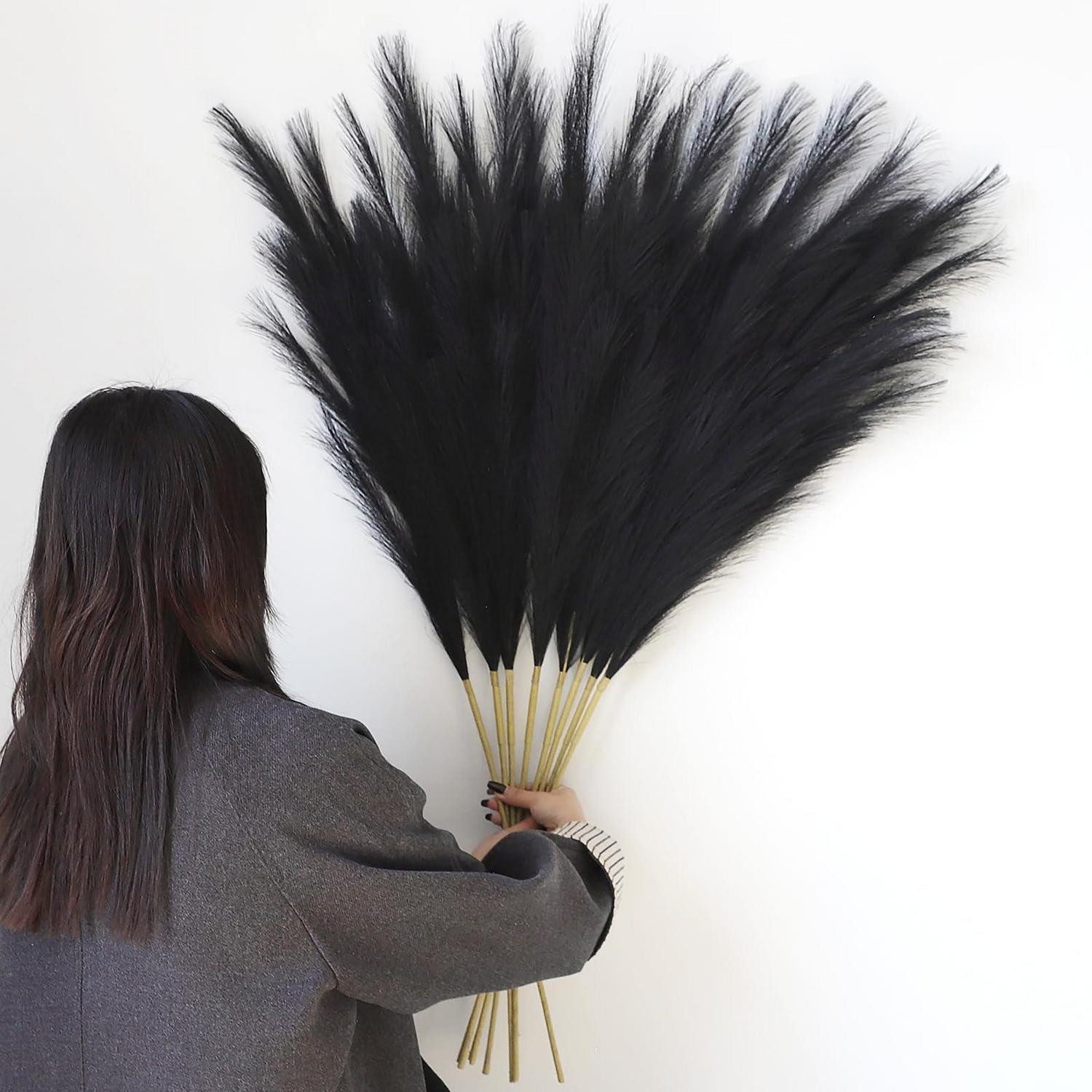 Trockenblume Künstliches Pampasgras 8 Stück 113CM Schwarz, LuxusKollektion, Höhe 1 cm