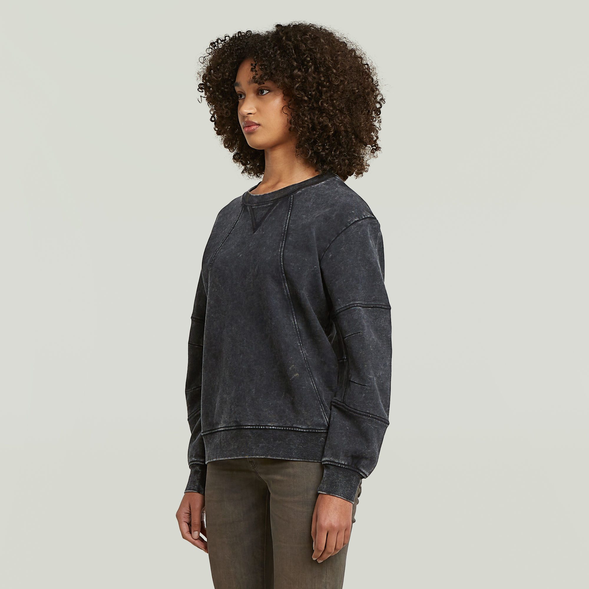 G-STAR Sweatshirt Washed 3D Sleeve A line in Rundhalsform