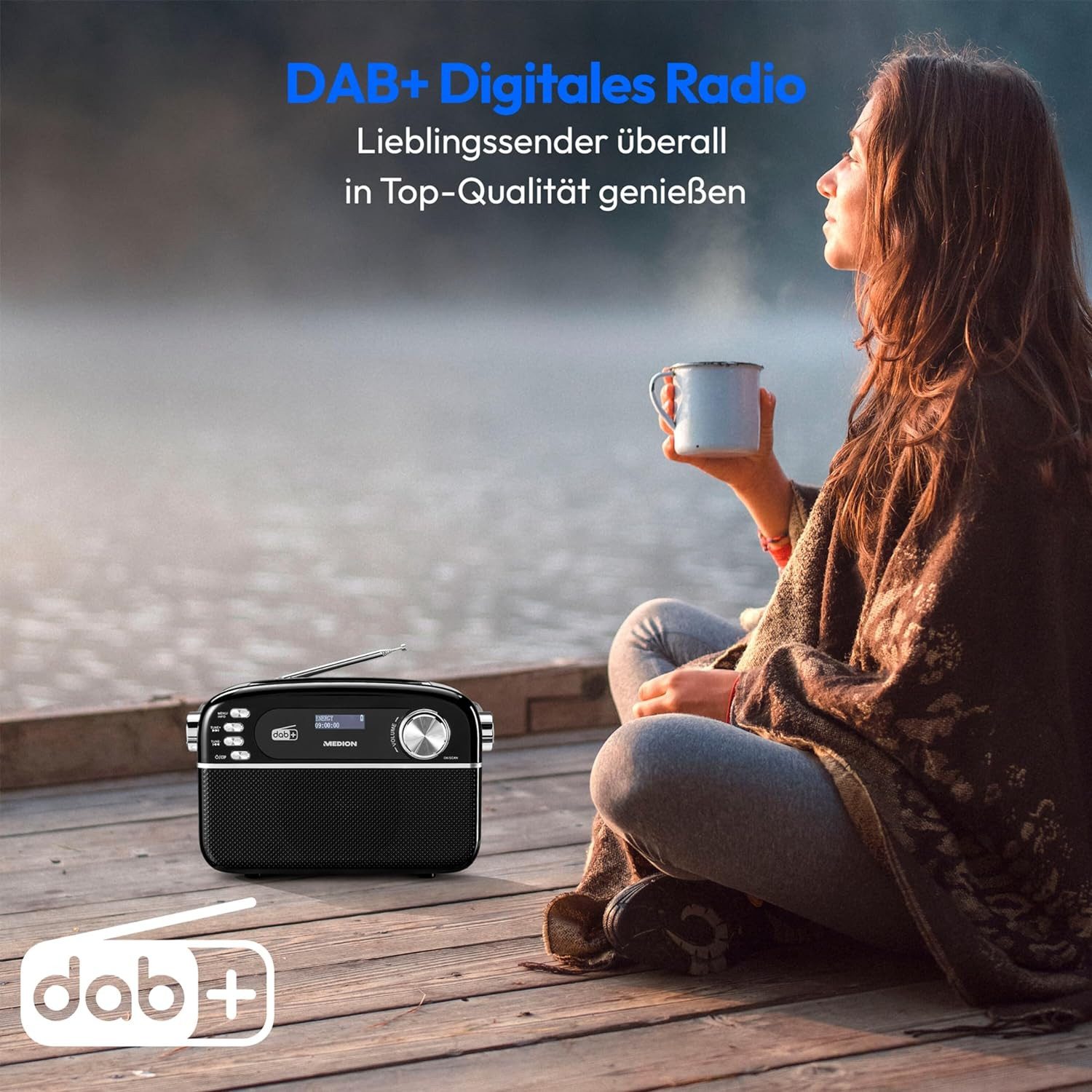 Medion® MEDION LIFE MD43809 E66809 Retro-Radio DAB+ Bluetooth Solarpanel Retro-Radio (Digitalradio (DAB), FM-Radio, MW/UKW Radio, AUX-Eingang, FM-Radio, Bluetooth, DAB+, MW/UKW Radio, Tragbar)