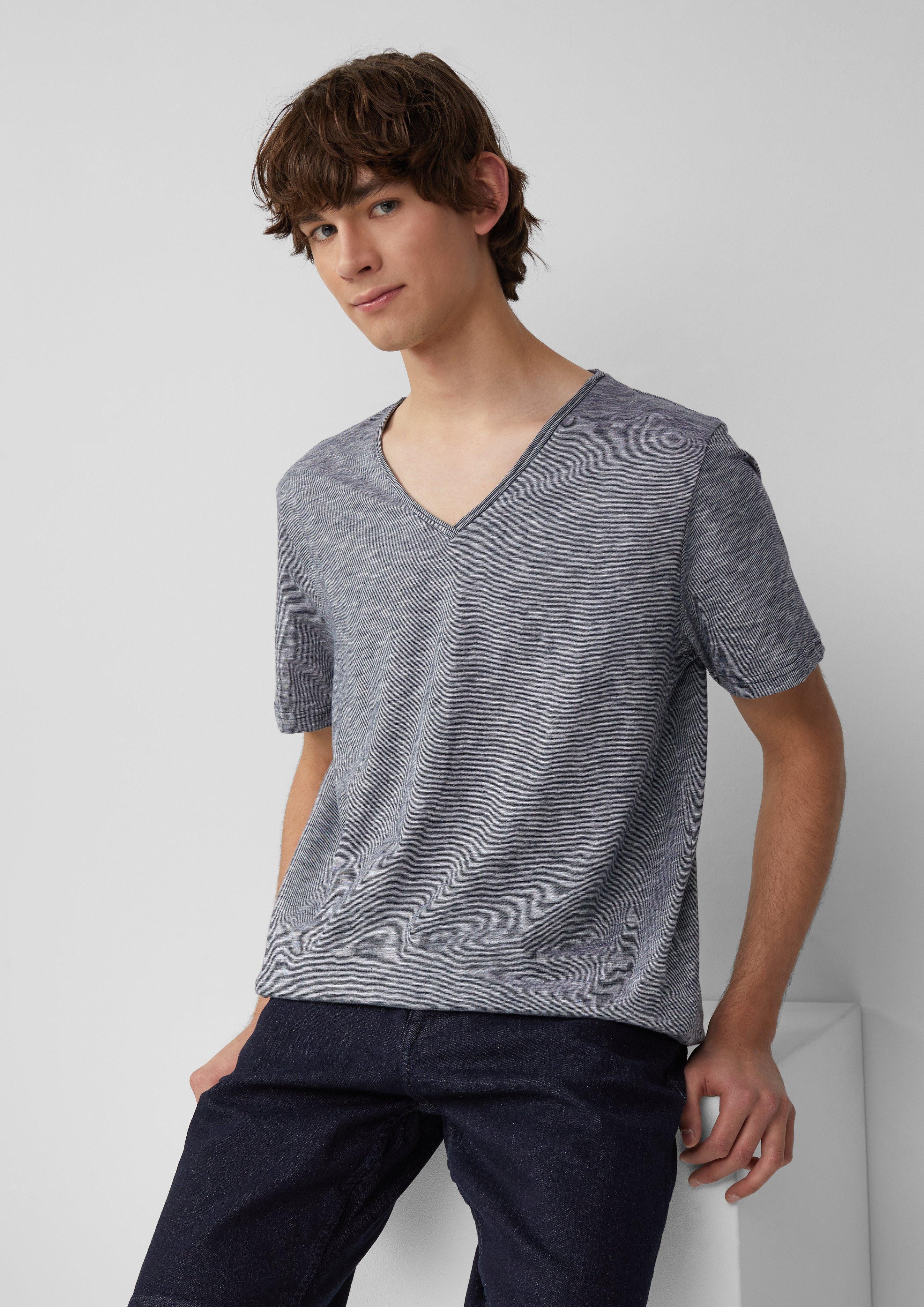 QS Kurzarmshirt T-Shirt in Melange mit günstig online kaufen