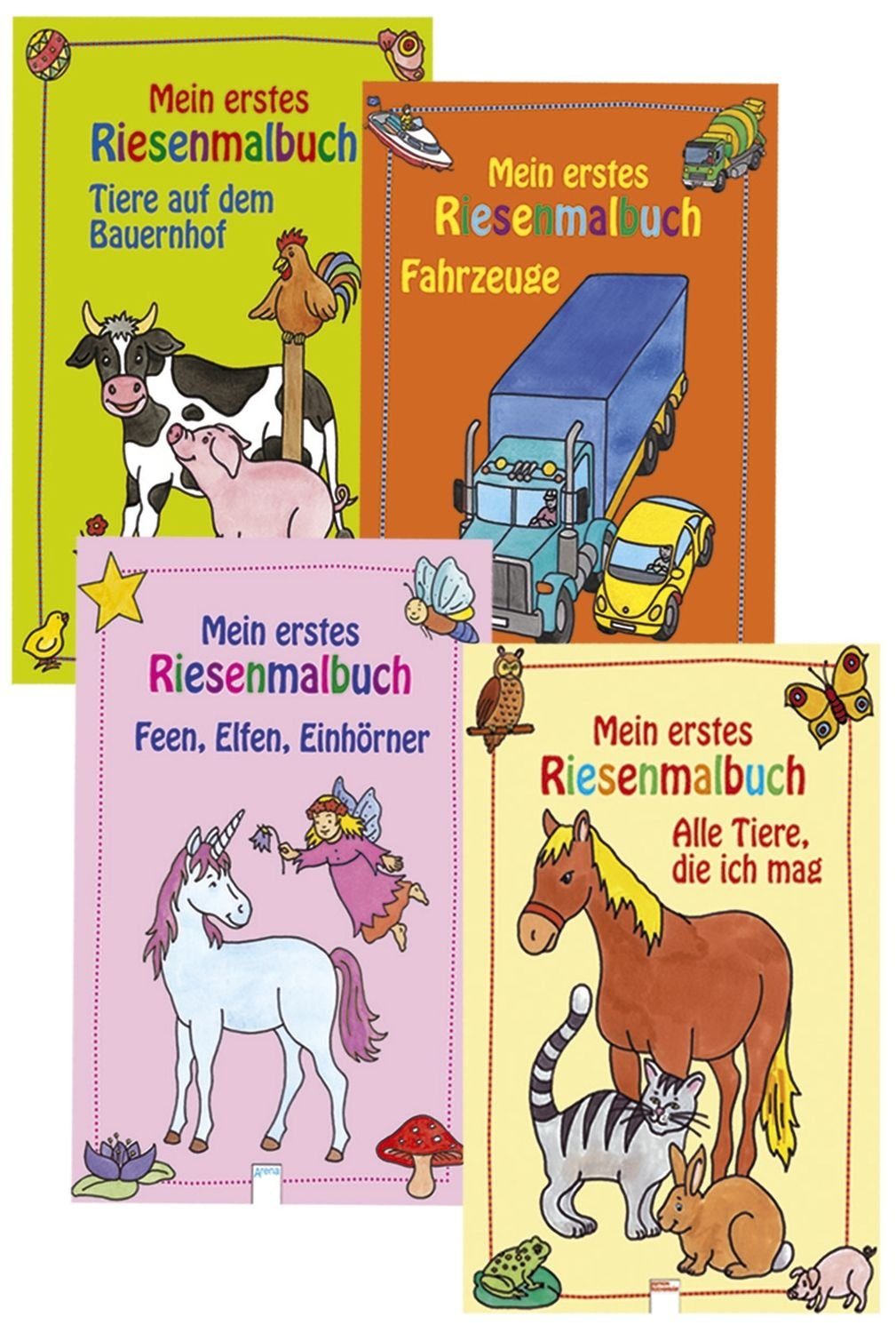 Arena Malen nach Zahlen 8x ARENA 18628-3 Riesenmalbuch, 4 Titel, sortiert