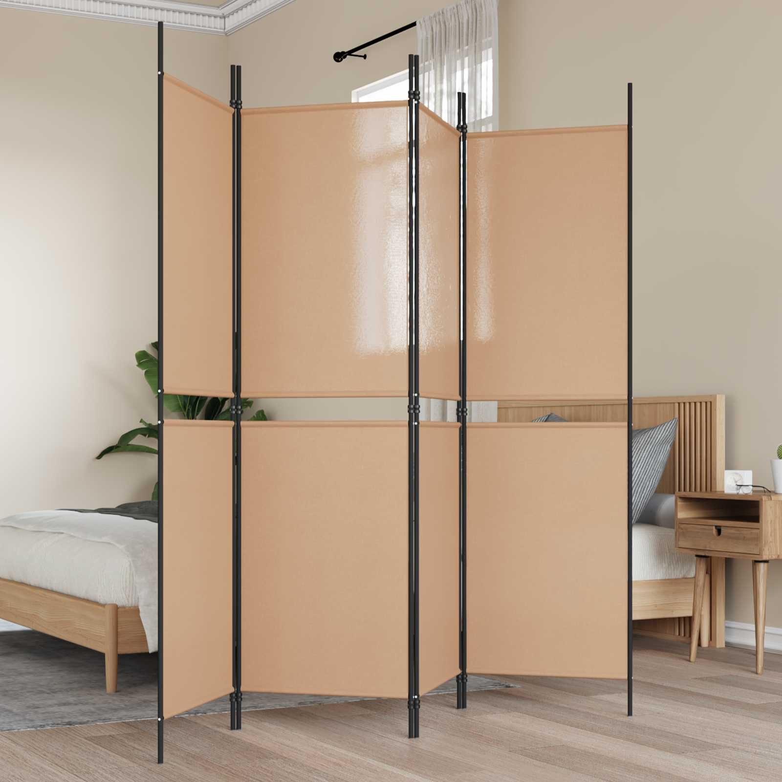 vidaXL Raumteiler 4-teiliger Raumteiler Beige 200 x 180 cm Stoff, 1-tlg.