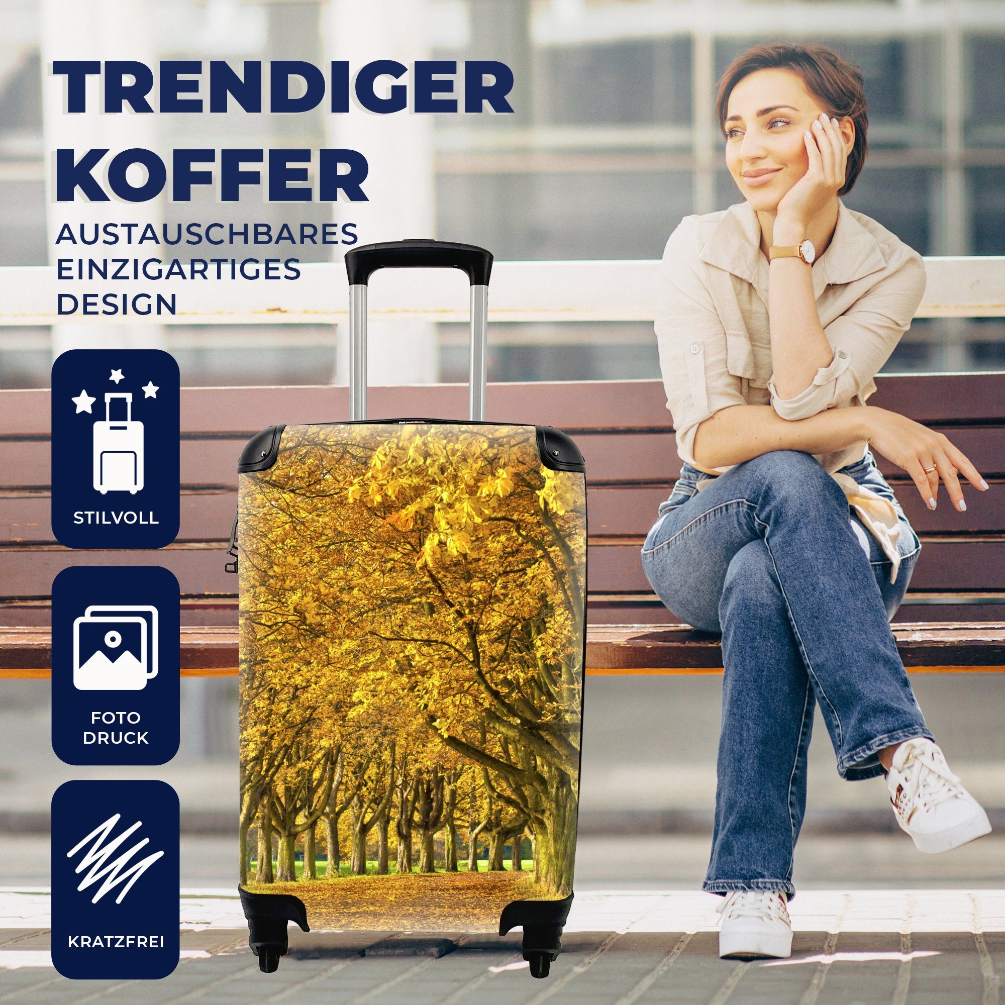europäischen Deutschland, Handgepäckkoffer Viele mit rollen, Rollen, im Reisekoffer Trolley, 4 für Kastanienbäume MuchoWow Ferien, Reisetasche Handgepäck