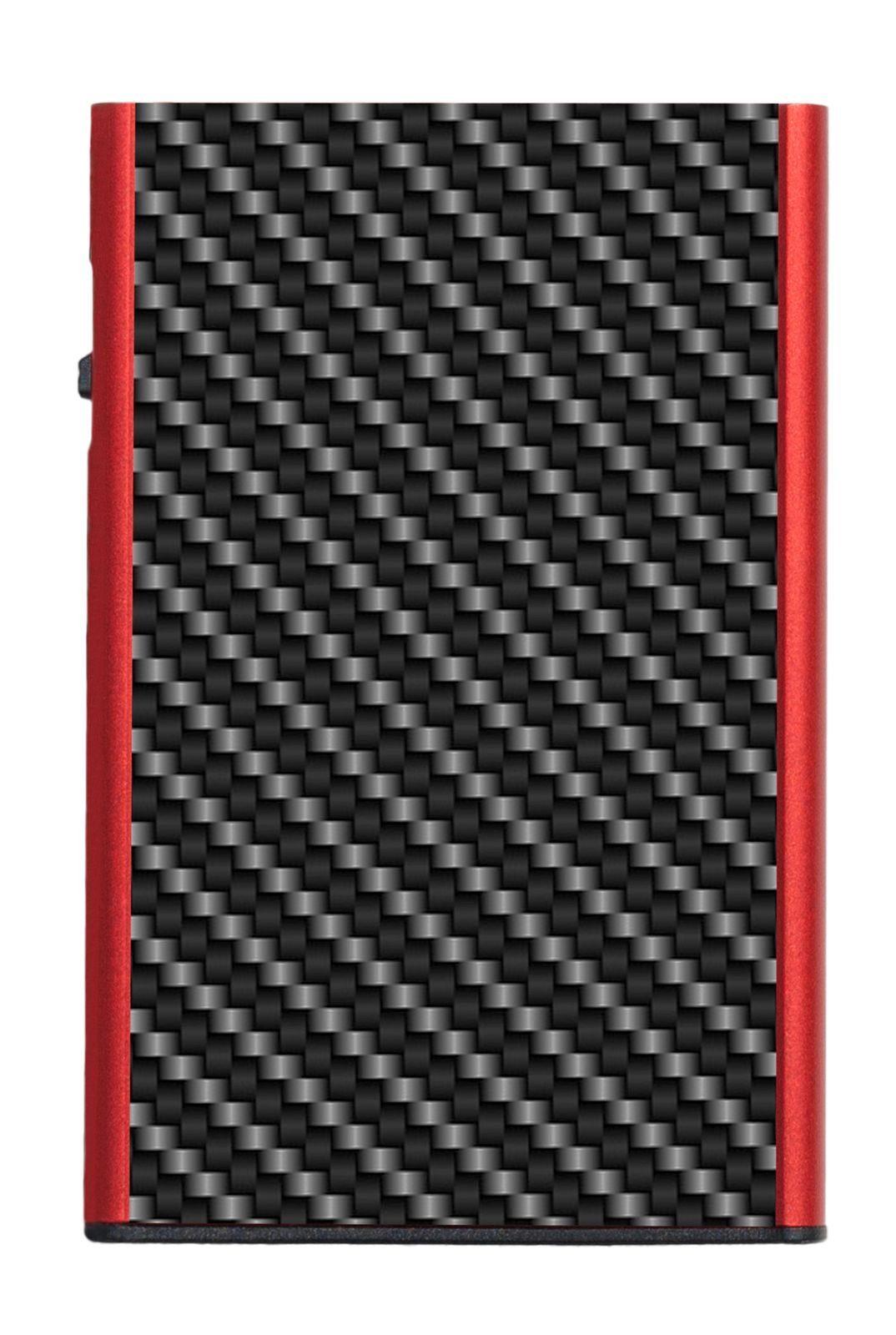TRU VIRTU Kartenetui Click & Slide Carbon Fibre Black / Red