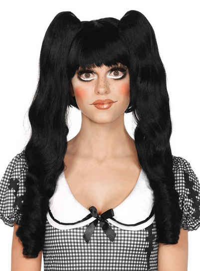 Leg Avenue Kostüm-Perücke Puppe Perücke schwarz, Für Puppenkostüm und Cosplay: Perücke mit abnehmbaren Zöpfen