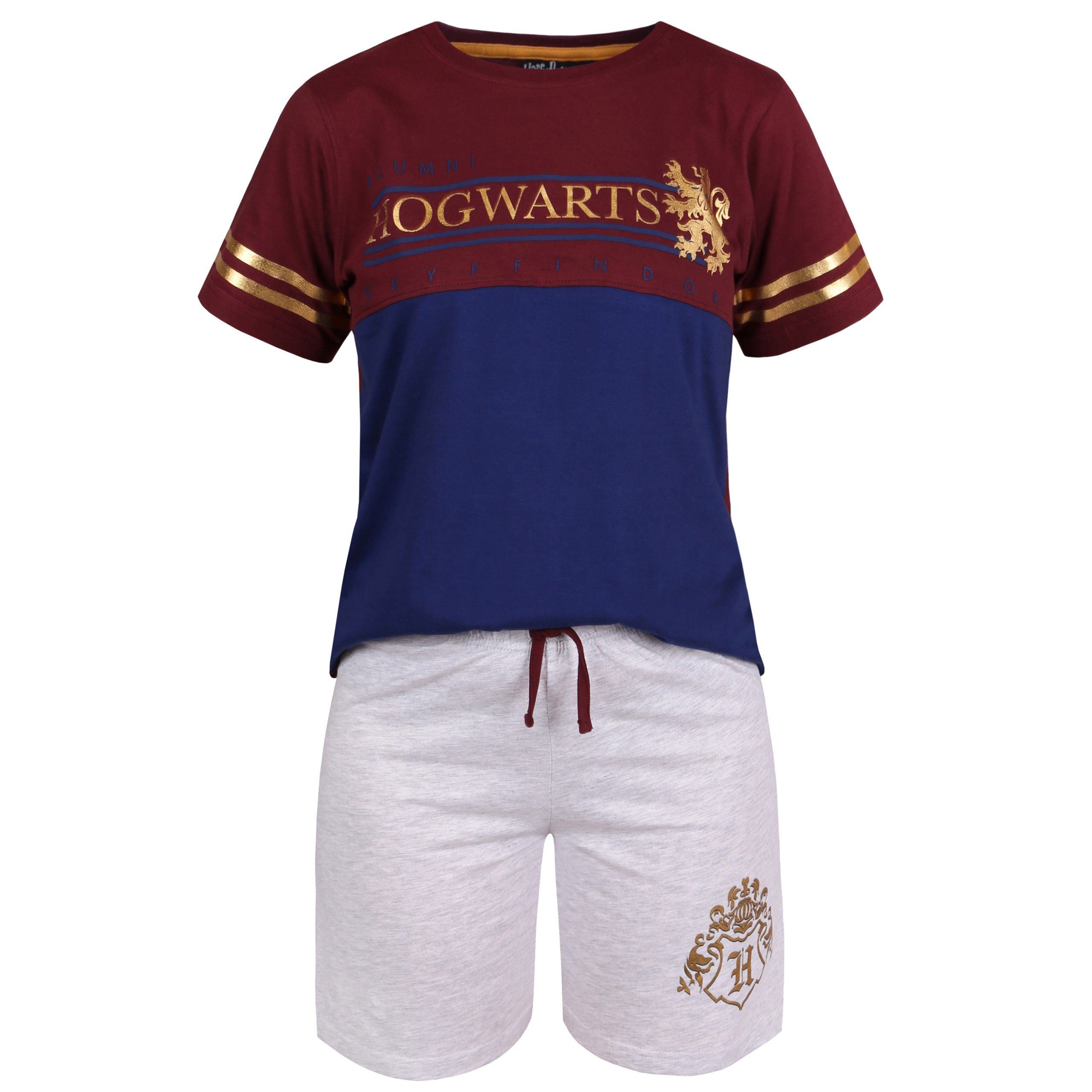 Harry Potter Schlafanzug HARRY POTTER Hogwarts grau-dunkelrotes Sommer Set für Jungen,7-8 Jahre