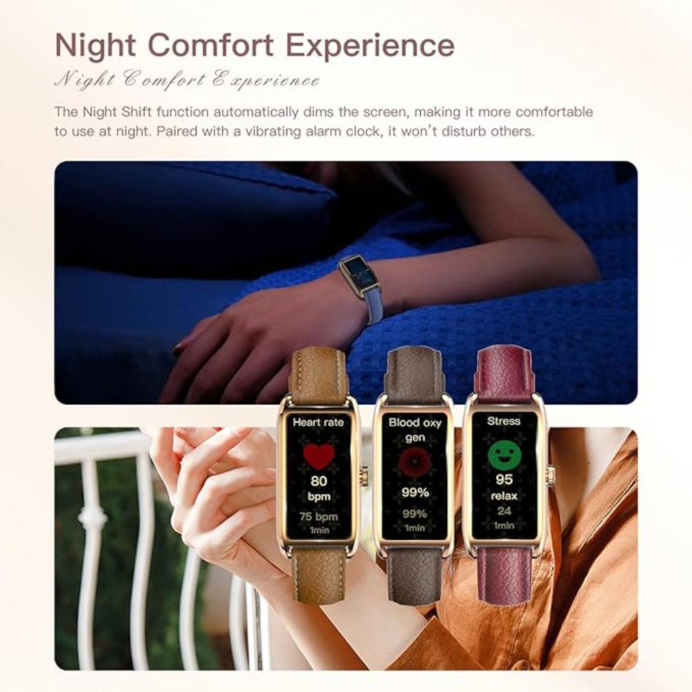 findtime Damen's Elegant Fitnesstracker IP68 Wasserdicht Sportuhr Smartwatch (1,13 Zoll, Android iOS), 1-tlg., mit Schrittzähler Schlafanalyse Menstruationszyklus Pulsuhr Damenuhr