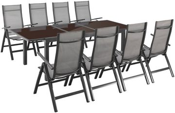 MERXX Garten-Essgruppe Amalfi, inkl. 8 Stühlen und ausziehbarem Tisch (180 - 240 cm)
