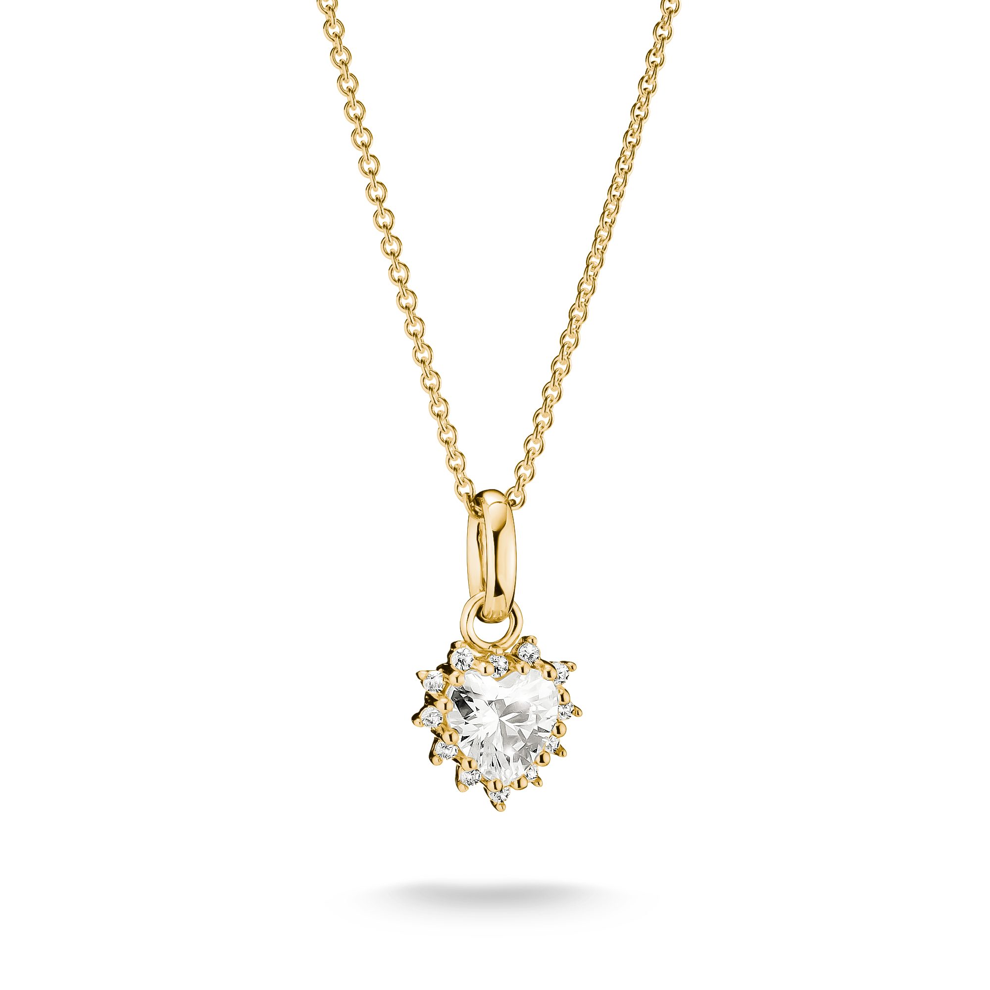 THOMAS SABO Kette mit Anhänger Kette mit Herzanhänger gelbgoldfarben, mit Zirkonia (synth)