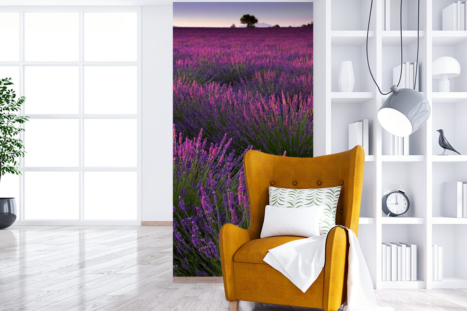 MuchoWow einem (2 auf Wohnzimmer St), Lavendelblüten Feld, für bedruckt, Lila Vliestapete Fototapete Matt, Schlafzimmer Küche, Fototapete