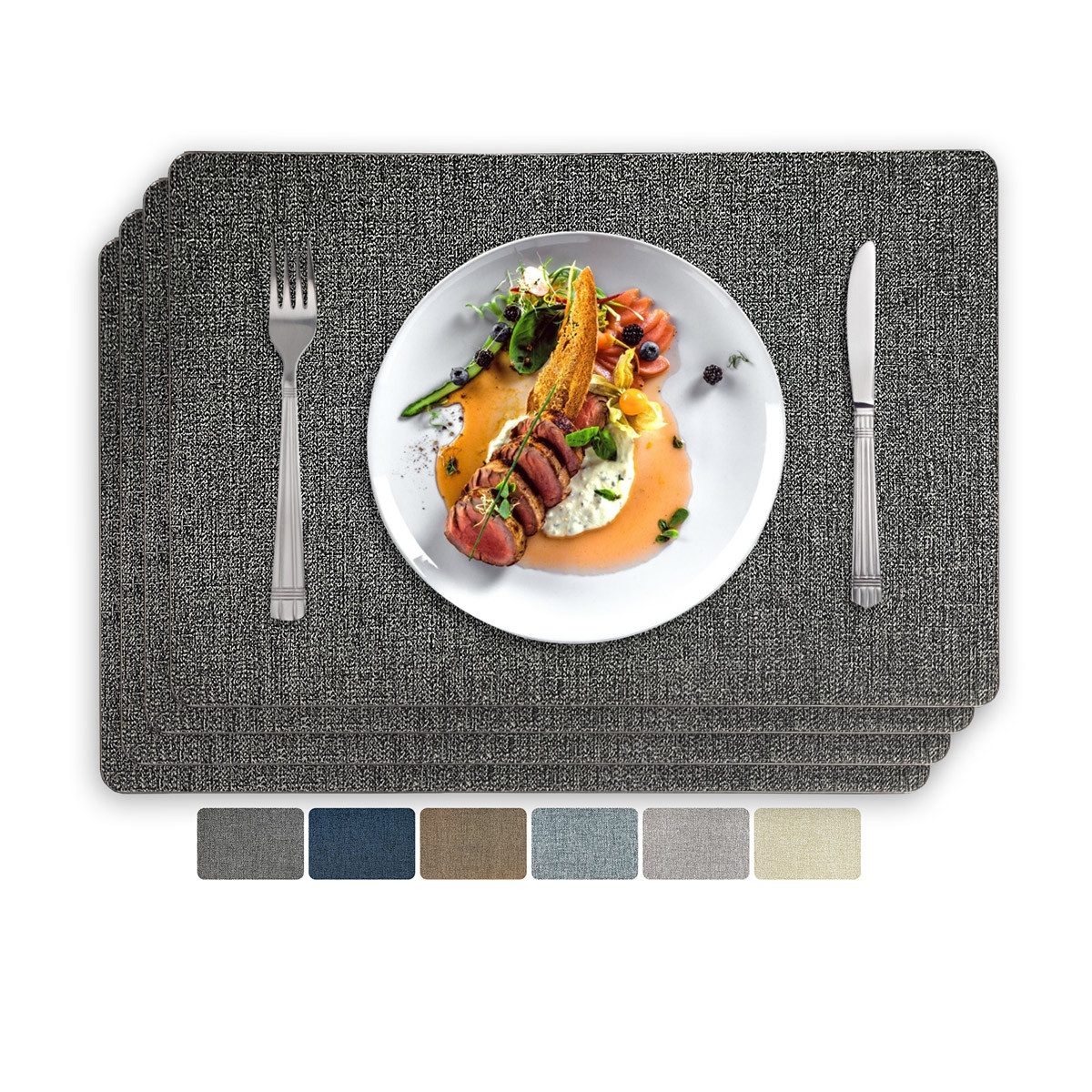 Vivi Idee Platzset Tischset Tischmatte Kunstleder, abwischbar wasserdicht Anti-Rutsch, Hitzebeständig beidseitig, 45 x 30 cm, 4er Set