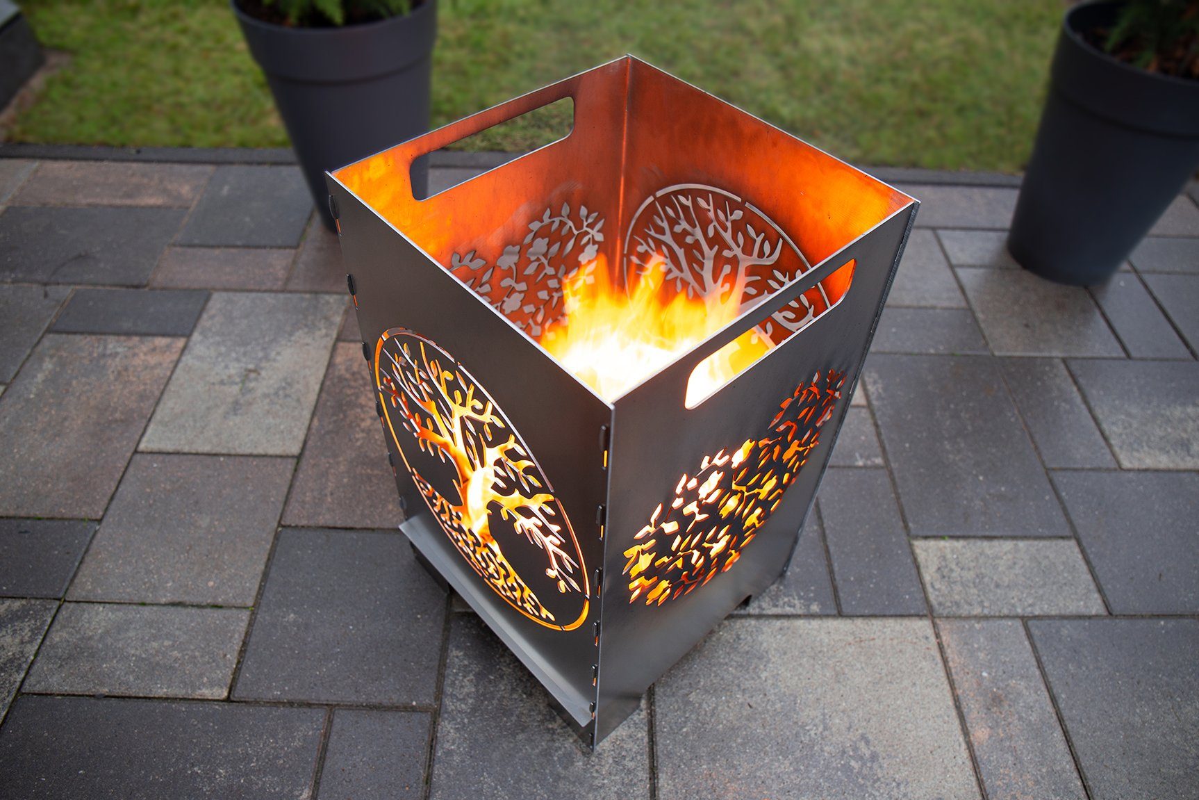 tuning-art Feuerkorb FK01-H45 Feuertonne Feuerschale Rostpatina Massiv Stab günstig online kaufen