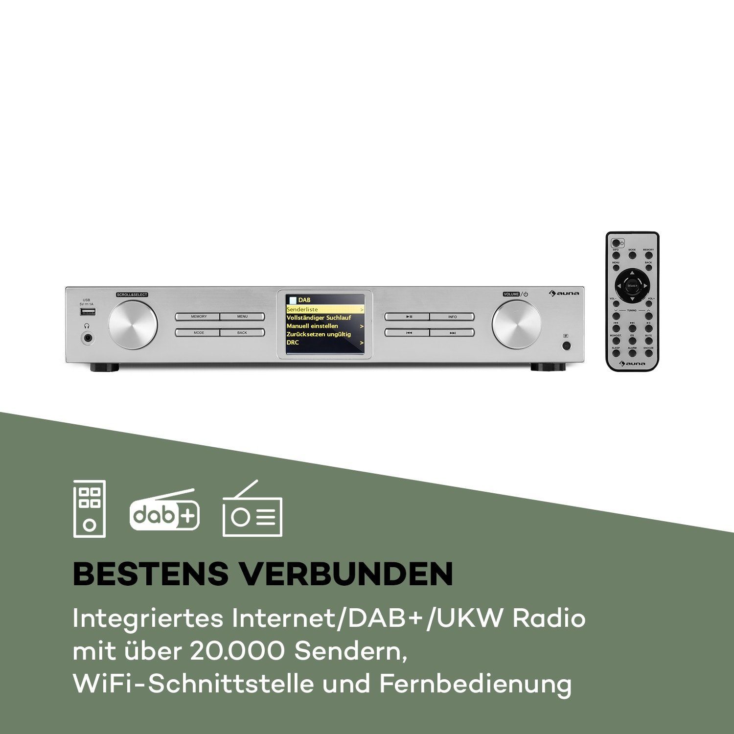 iTuner Radio Silber BT 320 W) (DAB+, 10 Auna