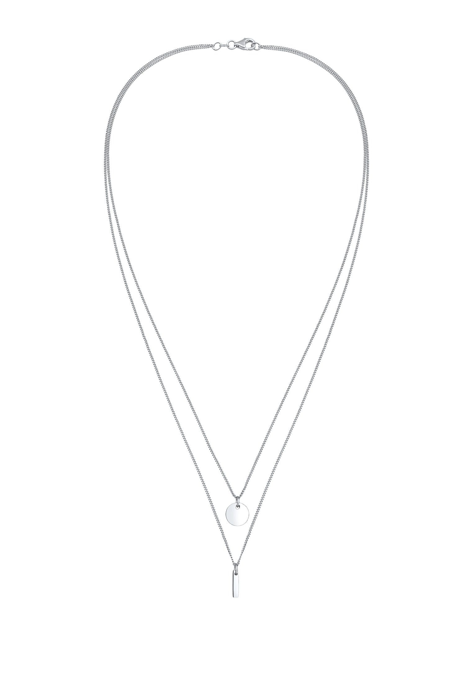 Elli Ketten-Set 2-lagig Layer Kreis Stab Geo 925 Silber, Geo