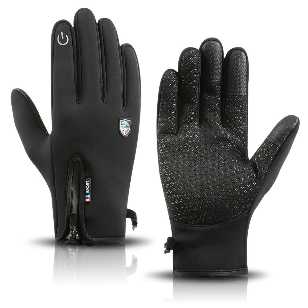 Rosnek Skihandschuhe Herbst Winter, Touchscreen, Wasserdicht, für Outdoor Sport Laufen (1 Paar) Winddicht Schwarz | Handschuhe