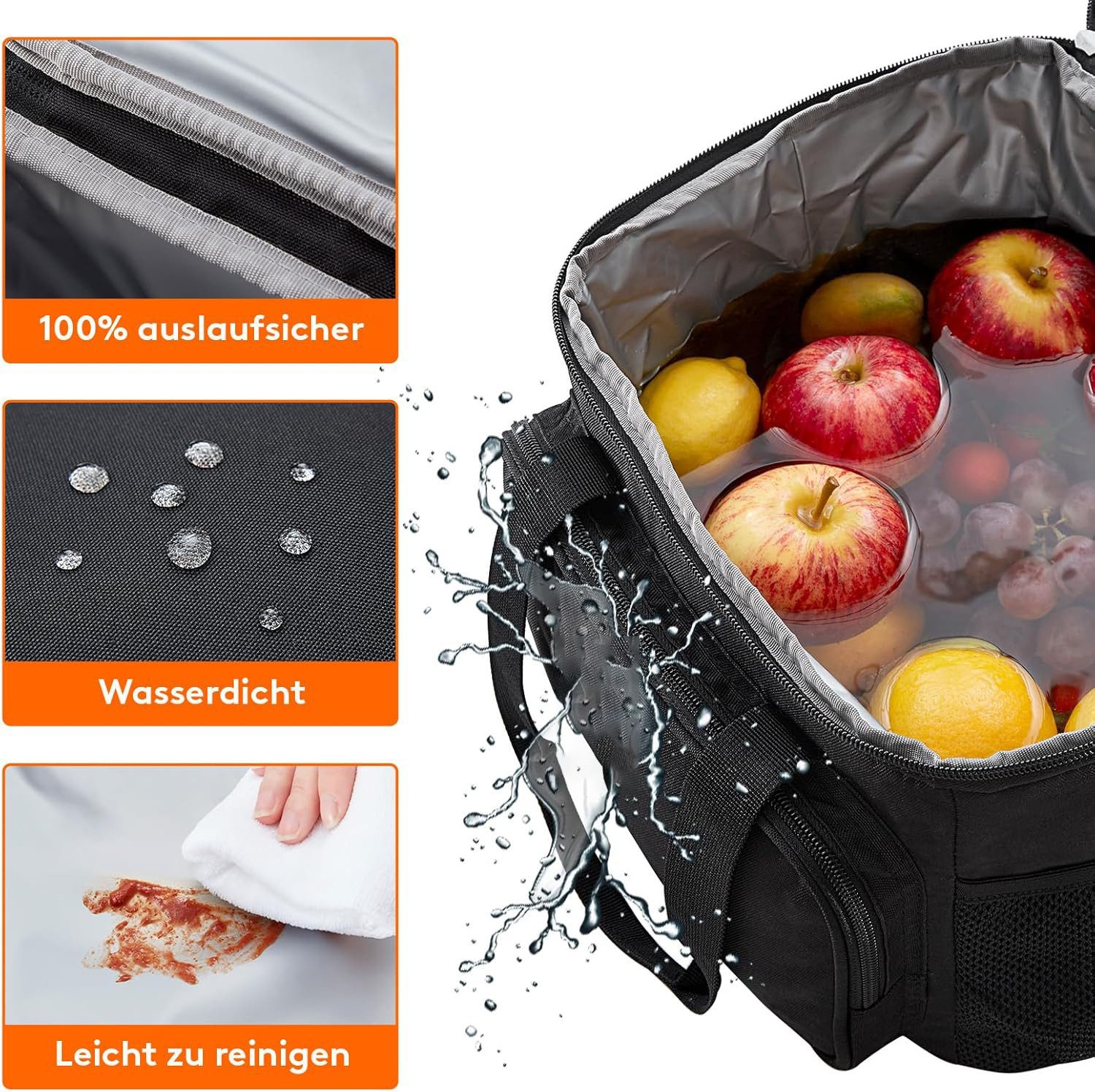 ibettertec Kühltasche Isolierte Kühltasche,Tragbare Wiederverwendbare Lunchtasche, 15 l, mit verstellbarem Schulterriemen für Erwachsene für Arbeit/Picknick – Bild 3 von 5