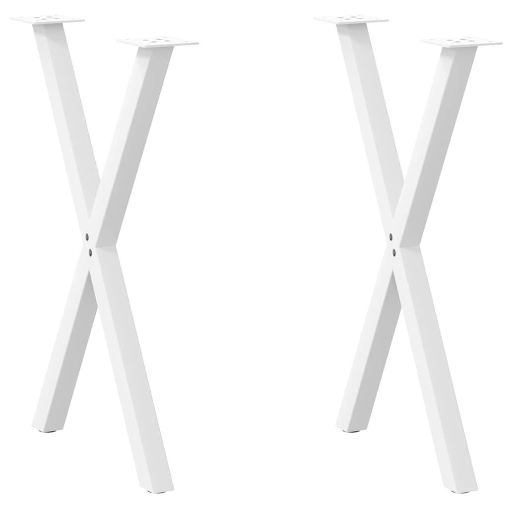 vidaXL Tischgestell Esstischbeine X-Form 2 Stk Weiß 50x72-73 cm Stahl