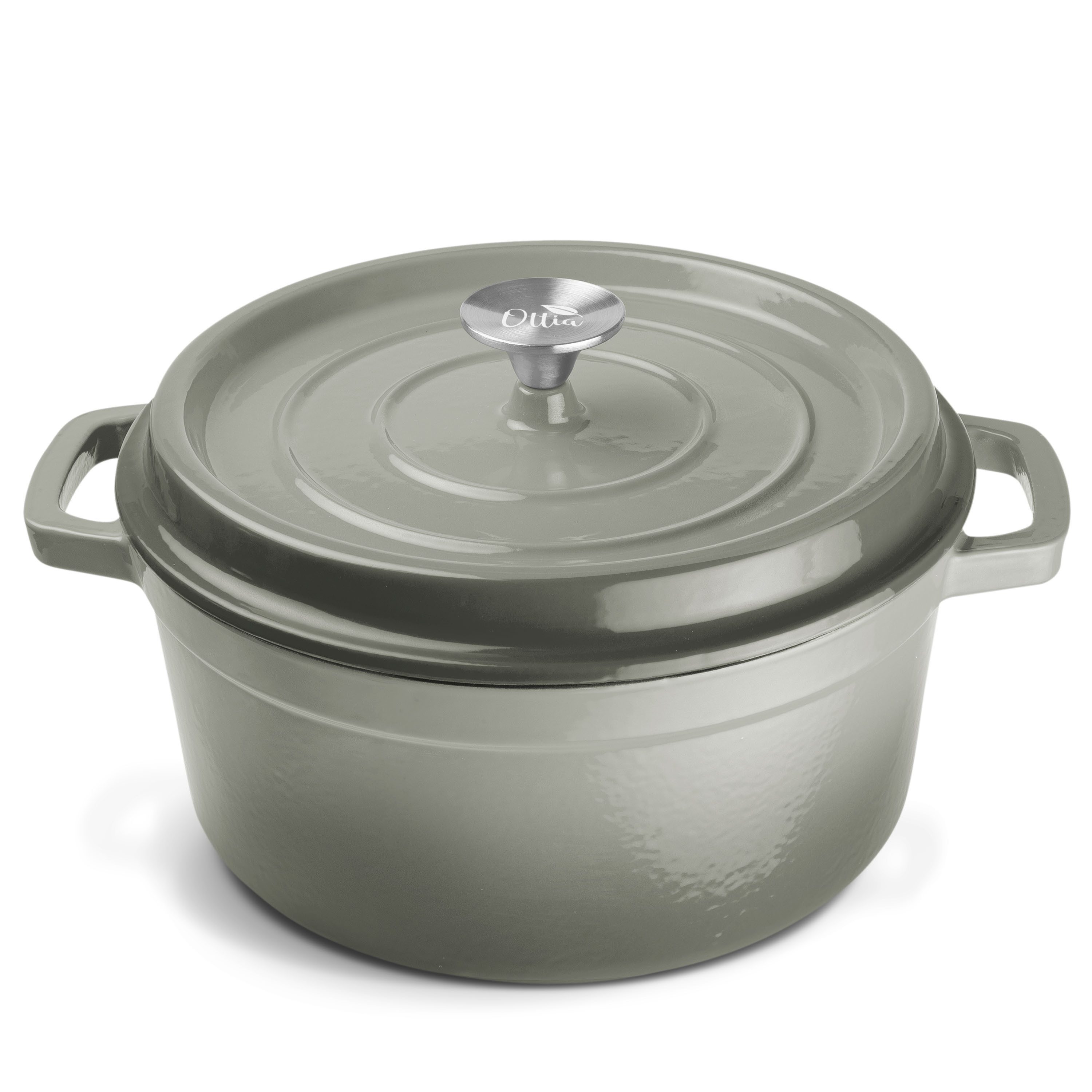 Ottia Schmortopf Gusseisen Topf, Brottopf, Кастрюли жаровни, Größen Ø22-28cm, alle Herdarten, Gusseisen, 3-lagige Emaille (26cm / 5L, inkl. E-Rezeptbuch und Garantie), Händler aus Hamburg