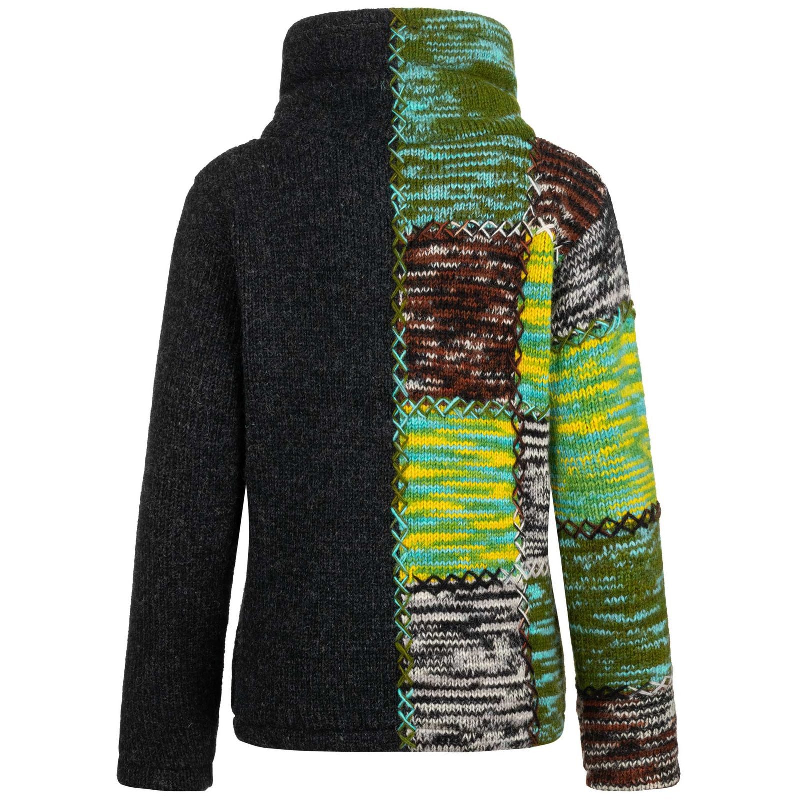 KUNST UND MAGIE Strickjacke Strickjacke Boho Bunt Jacke Kragen Futter