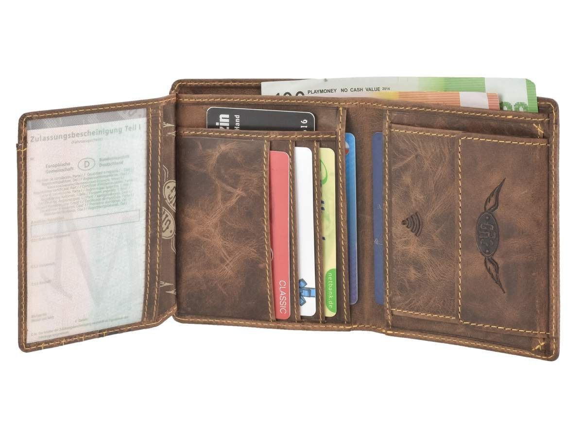 Greenburry Geldbörse RFID-Schutz Lederbörse mit Racing-Prägung Collection, Herrenbörse, Racing und 12x9,5cm