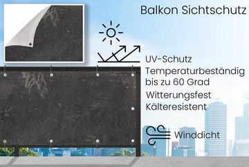 MuchoWow Balkonsichtschutz Beton - Wand - Schwarz - Vintage - Industriell (1-St) Balkonbanner, Sichtschutz für den Balkon, Robustes und wetterfest