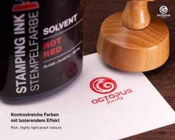 OCTOPUS Fluids Lenizett Solvent Stempelfarbe für glatte Untergründe, rot Stempelkissen (1-tlg., wasserfest)