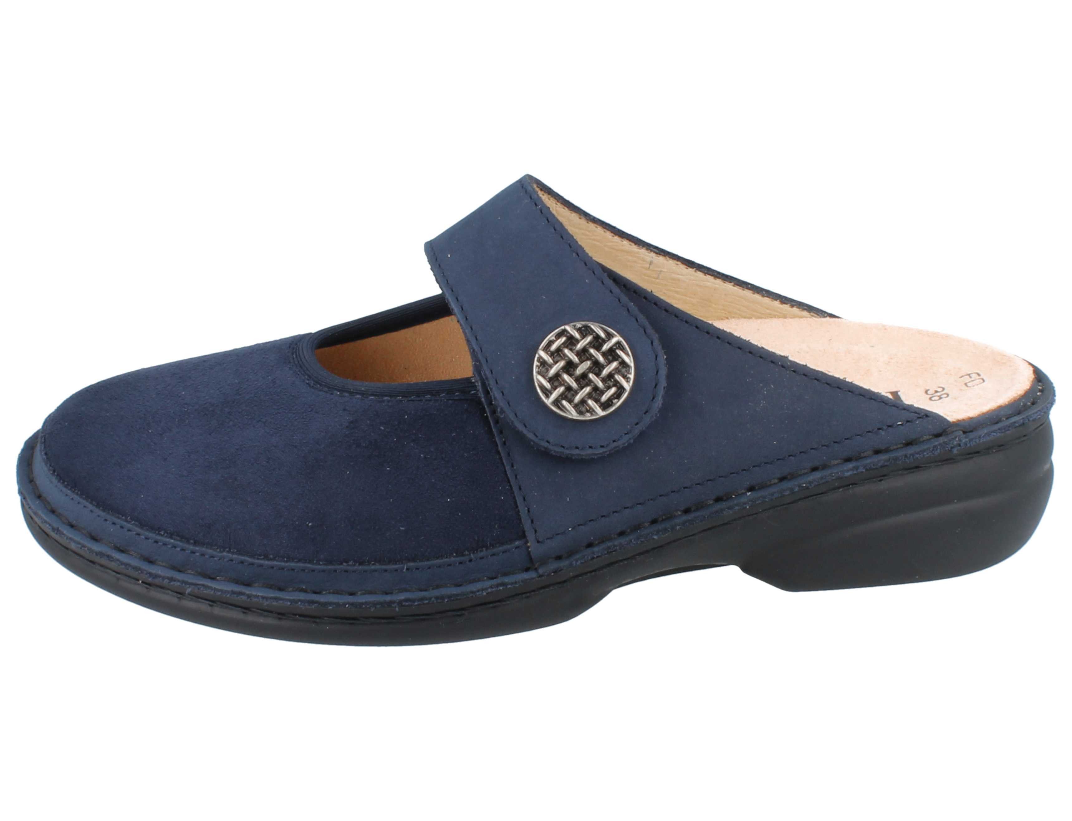 Finn Comfort FINN COMFORT Asinara Damen Clog blau atlantic Nubukleder Stretch - Clog Wechselfußbett