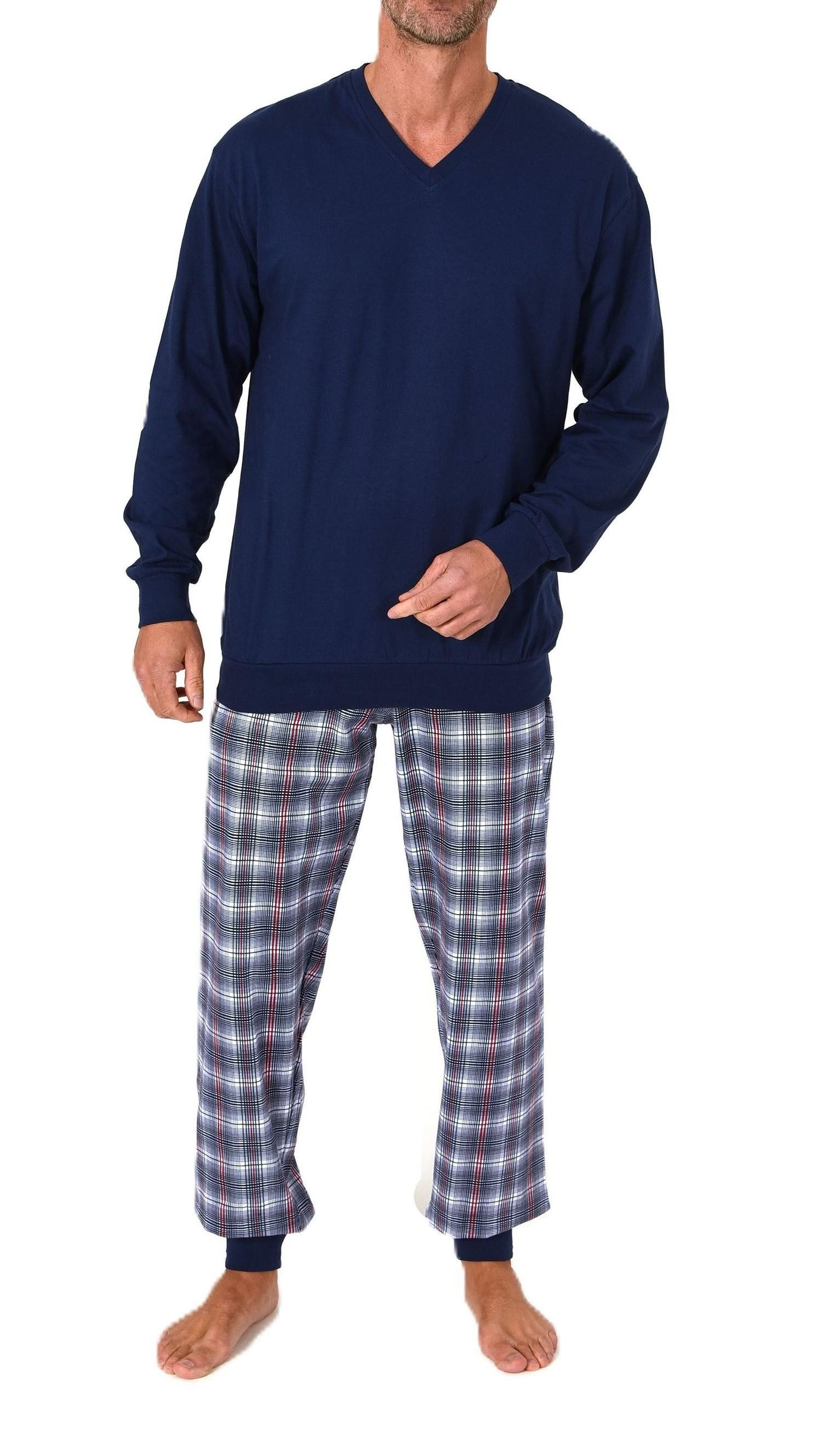 Normann Pyjama Normann Herren Pyjama langarm mit karierter Hose – auch in Ü günstig online kaufen
