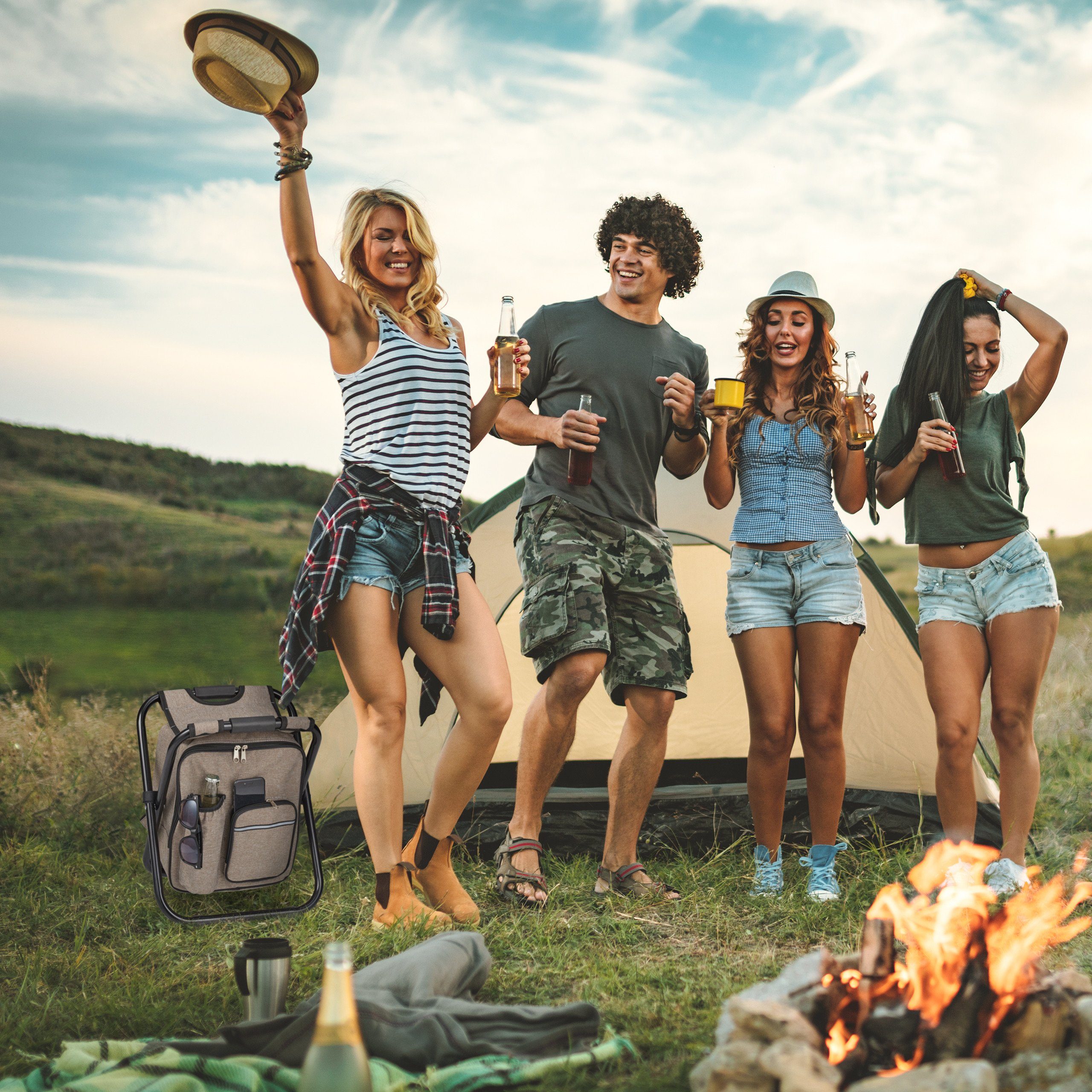 Relaxdays Campinghocker mit Kühltasche faltbar ab 11,99 €