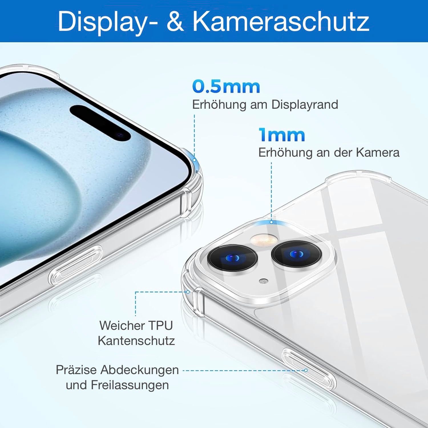 AVANA Handyhülle für Apple iPhone 15 Hülle Schutzhülle Klar Bumper Case Cover, Durchsichtig, Transparent