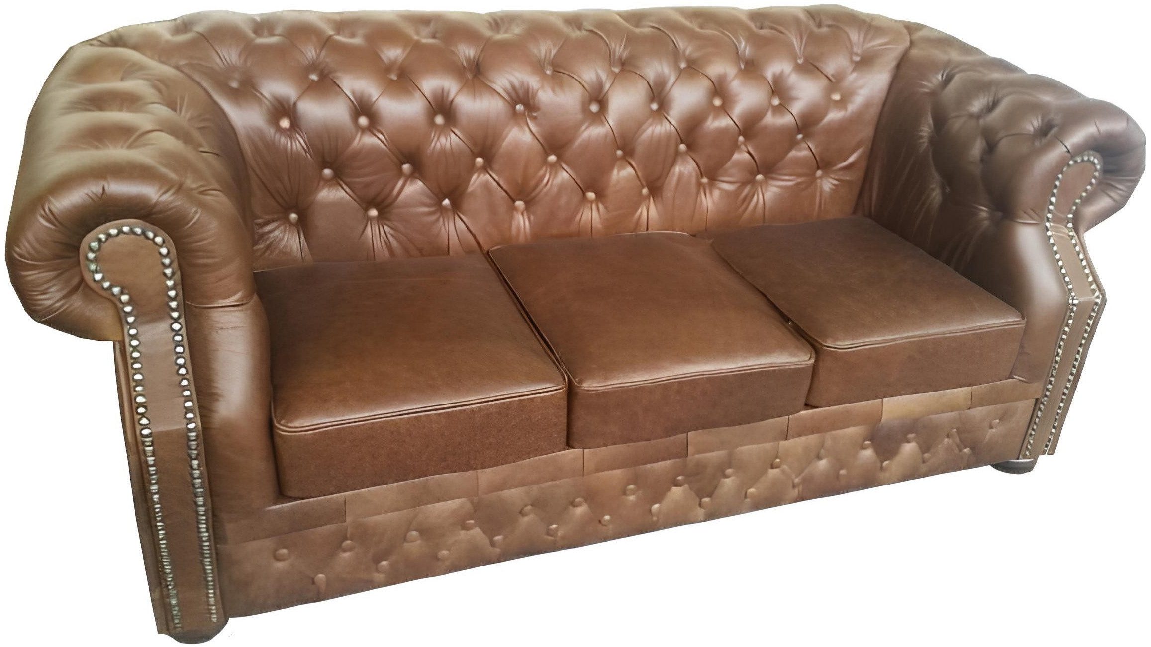 Xlmoebel 3-Sitzer Chesterfield Oxford Ledercouch Polster Vintage Sofa Ledersofa Couch, Hergestellt in Europa
