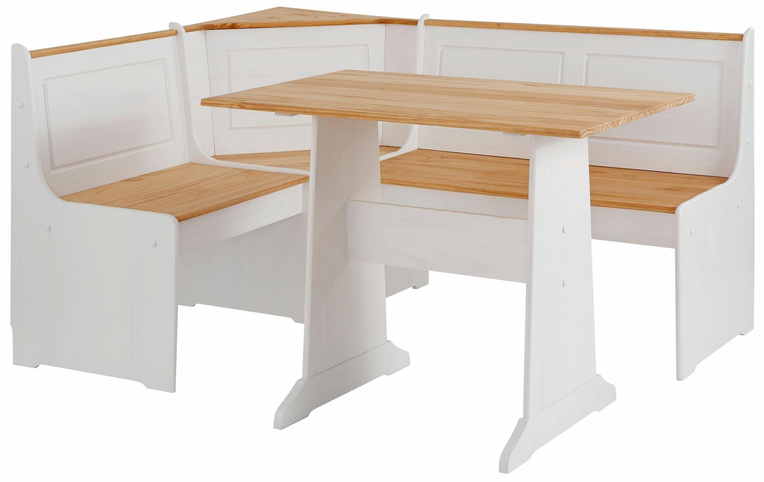 freiraum Eckbankgruppe Strasbourg, in Weiß/Honigfarben, Kiefer - 160x87x120cm (BxHxT)