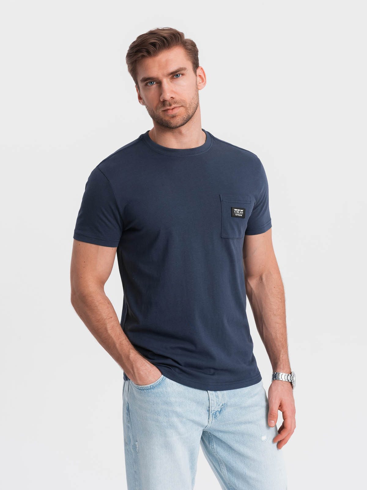 OMBRE T-Shirt Casual Herren-T-Shirt mit aufgesetzter Tasche