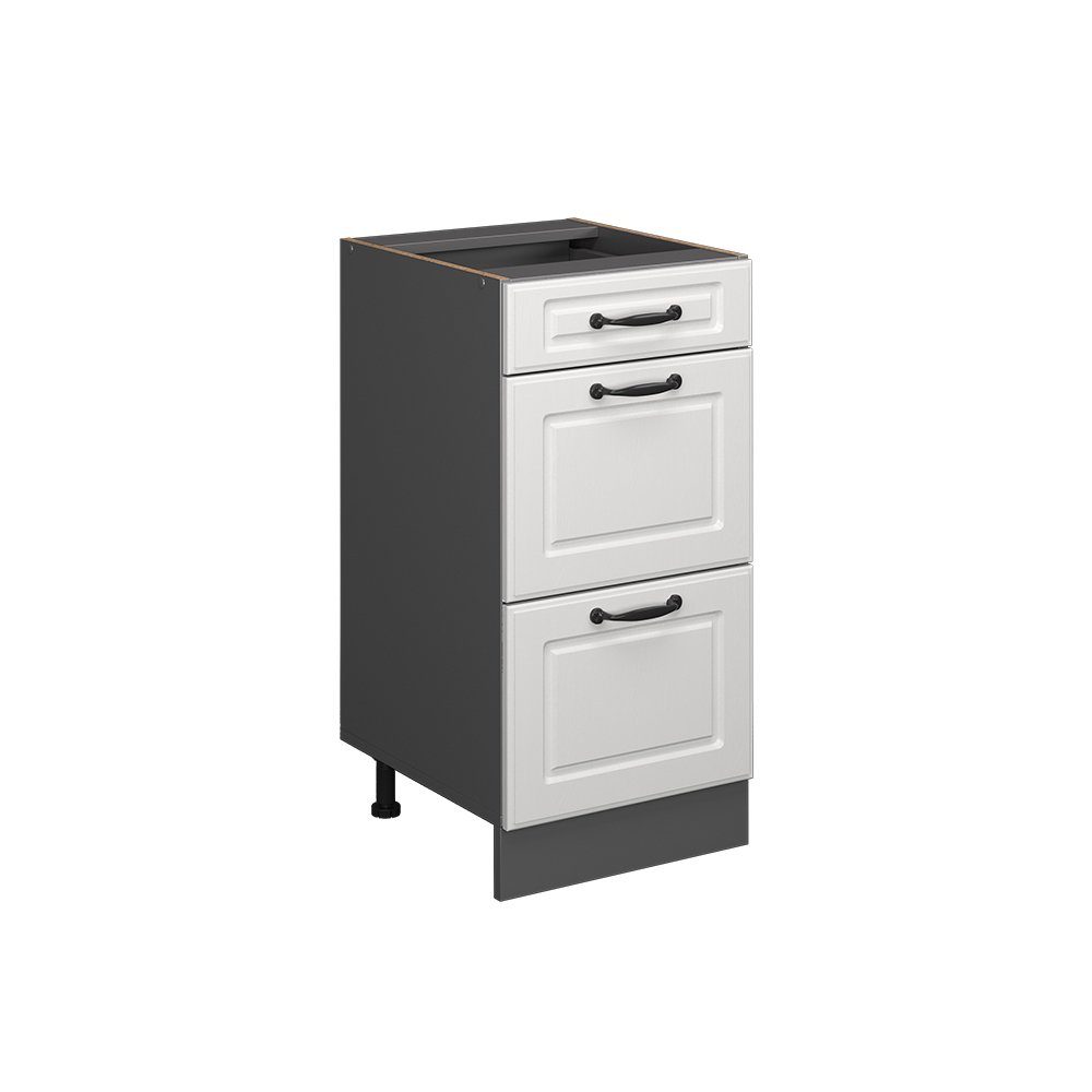 Vicco Unterschrank R-Line Weiß Landhaus/Anthrazit 40cm mit Schubladen ohne Arbeitsplatte (1-St)