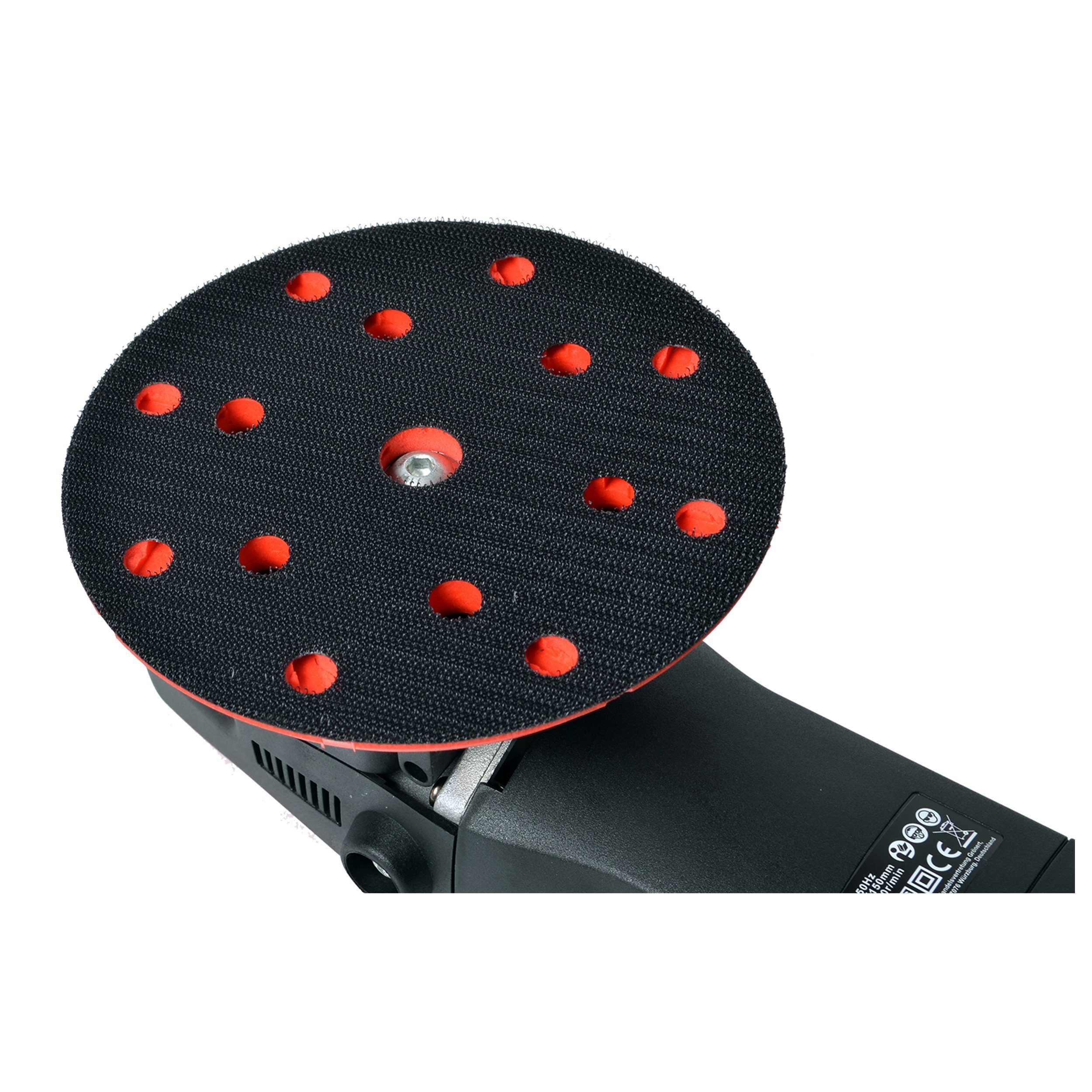 Duke-Handel Eccentric Polishing Machine, Rotary Polisher, Car Polisher, 810 Watt, 21 mm Stroke (XL), 1650 min. RPM, 4800 max. RPM, Ø 150.00 mm, (Set, 29 pcs., incl. extensive polishing and sanding accessories), without battery and charger, polisher for right- and left-handed users