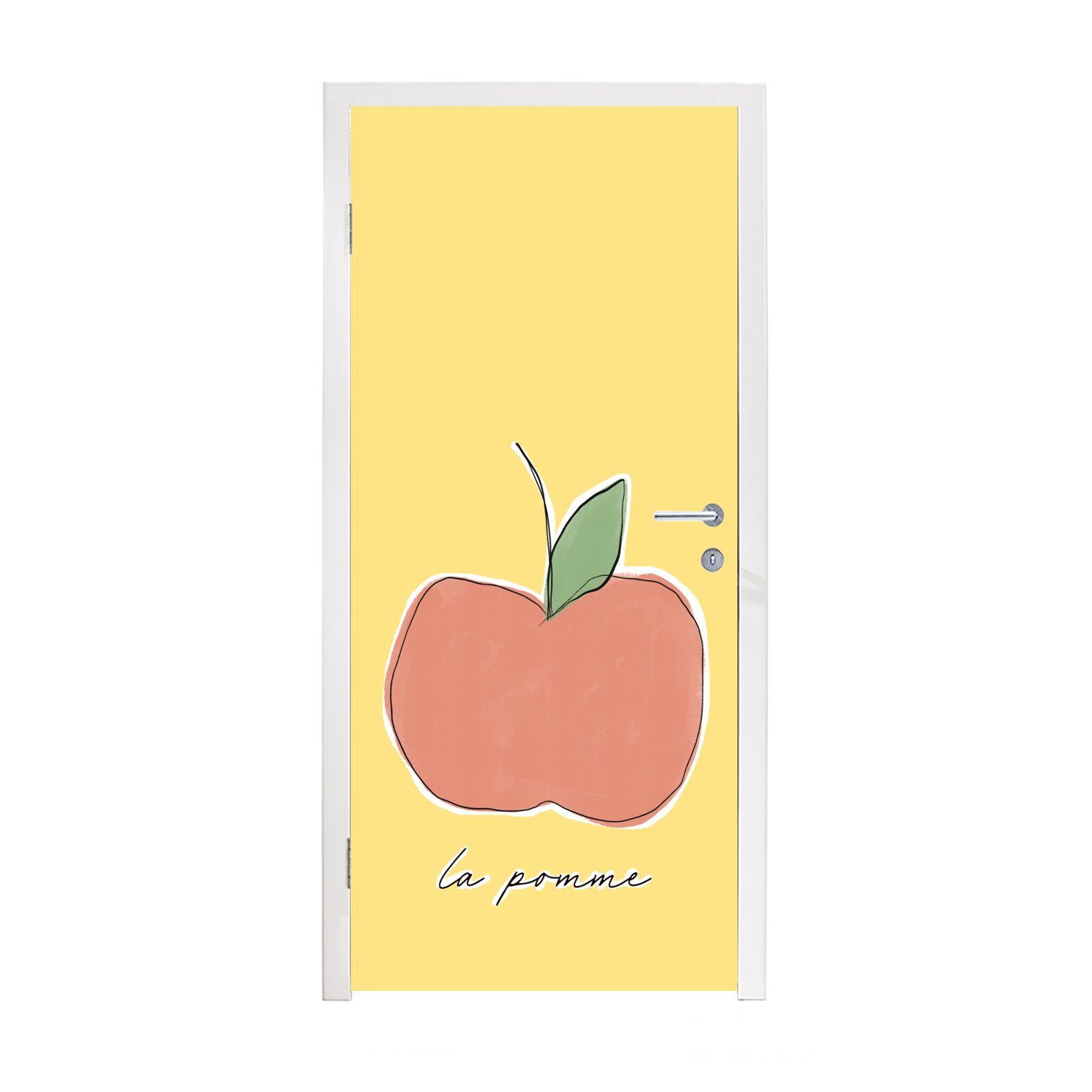 Apfel - Tür, MuchoWow 75x205 - Türaufkleber, Obst bedruckt, cm (1 St), Matt, Fototapete für Text, Türtapete