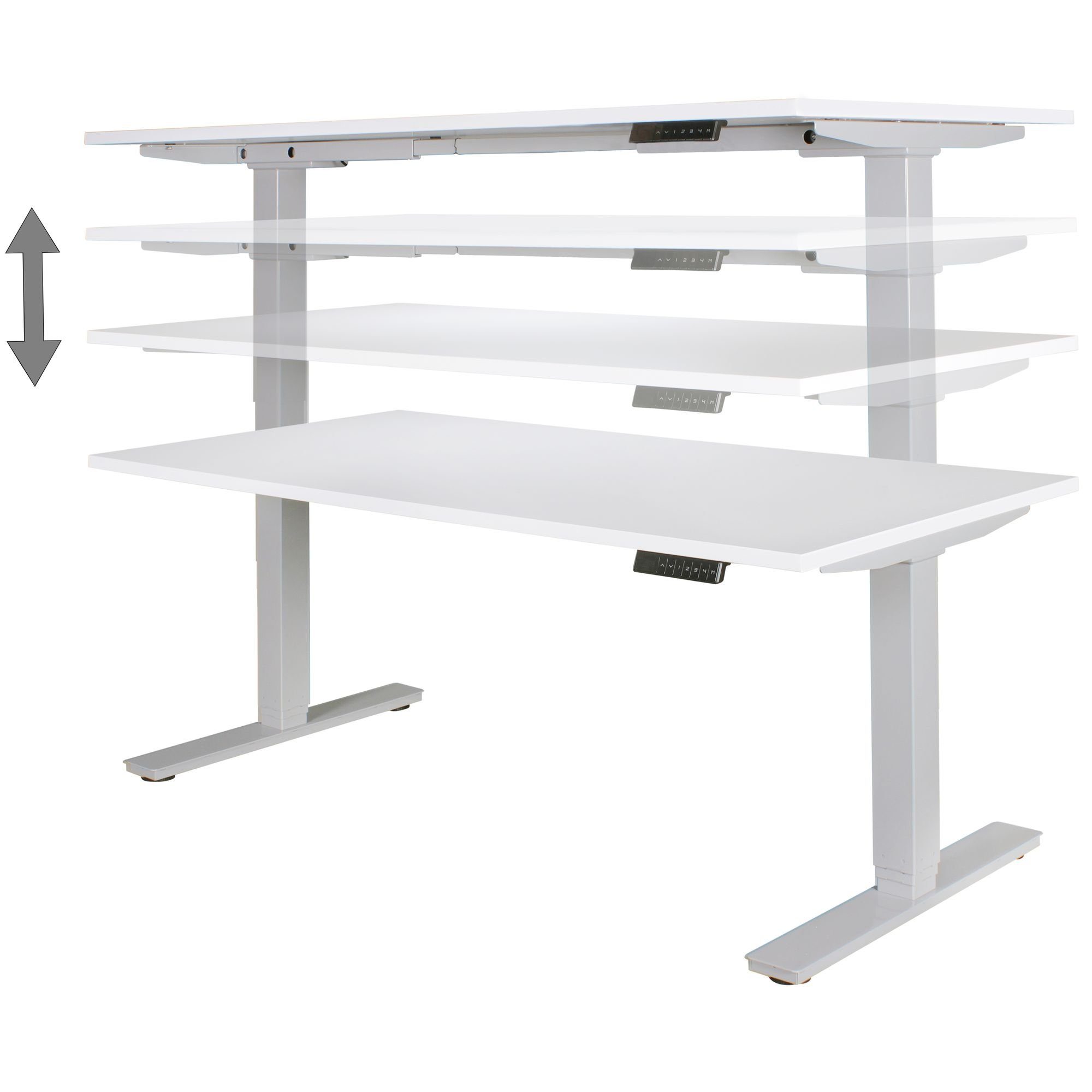 Schreibtischgestell KADIMA Ergonomisch - im Silber Tischgestell Stehen/Sitzen DESIGN Elektrisches