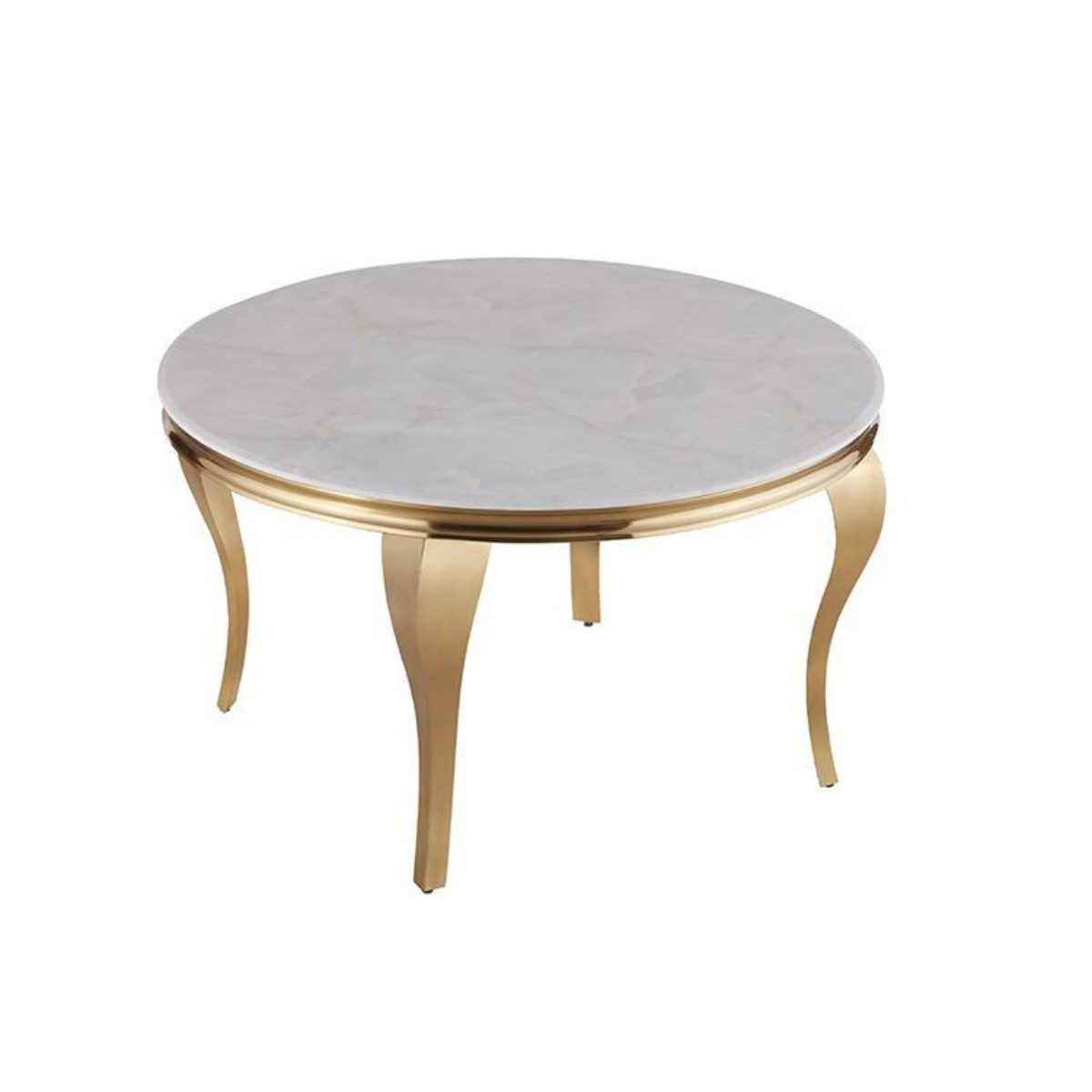 alesvelt Couchtisch Milano Rund 100 cm Edelstahlbeine Glas/Marmorplatte (1x Couchtisch), 100 cm