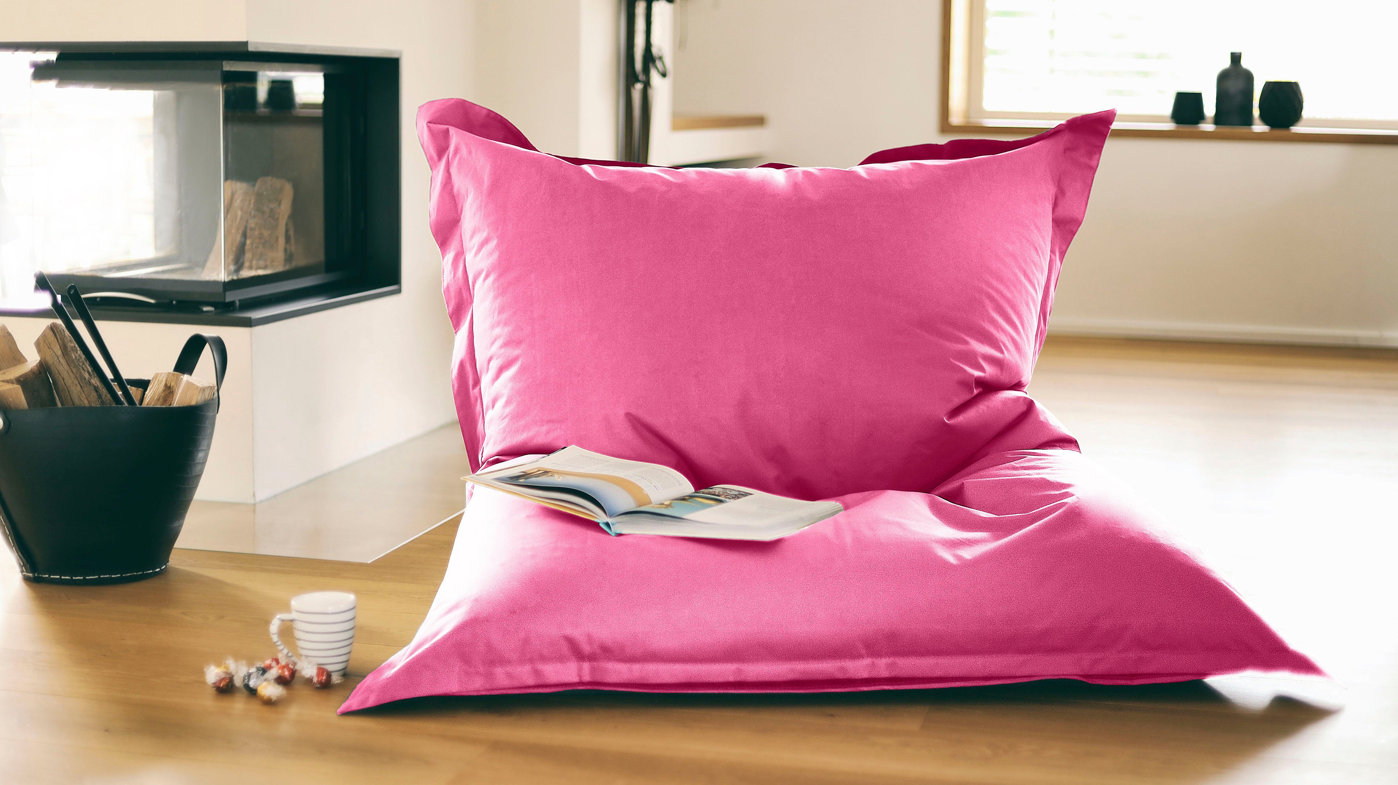 KiNZLER Sitzsack Sylt (1 St), Uni Farben, Bezug aus Baumwolle, ideal im Wohnzimmer & Kinderzimmer