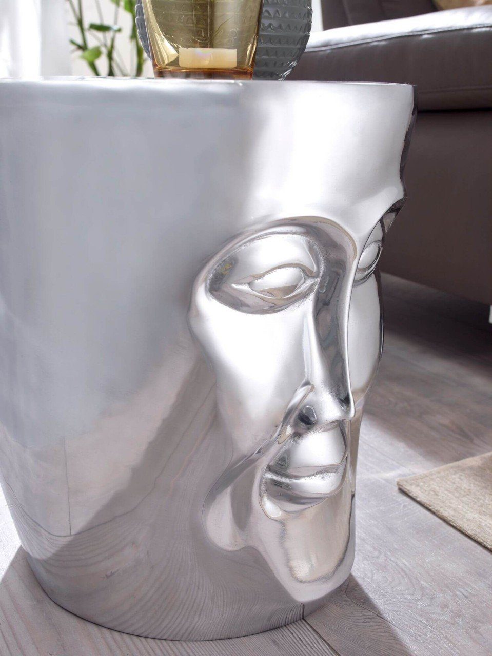 furnicato Beistelltisch FACE Silber Aluminium Sofatisch cm orientalisch, 35x35x39