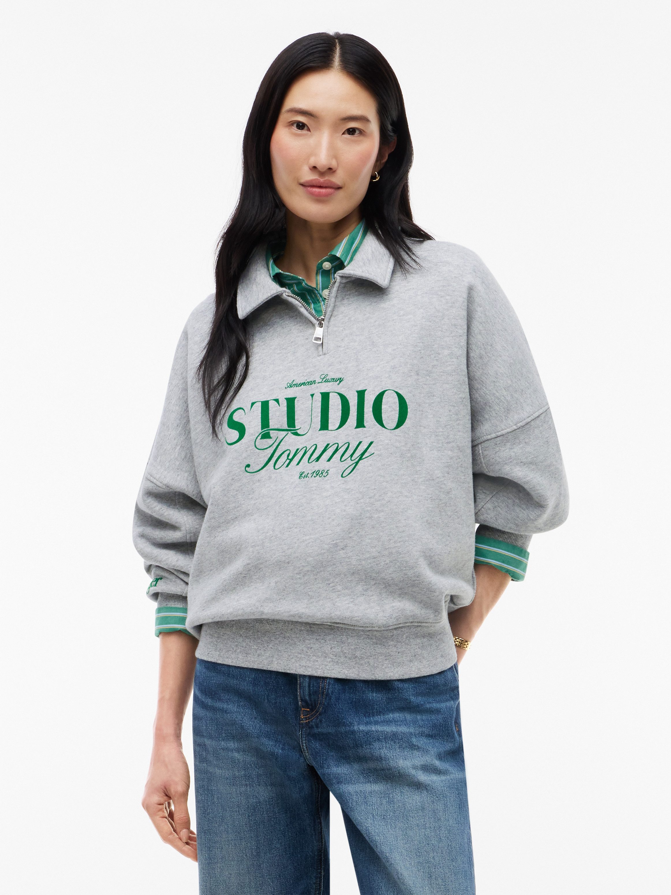 Tommy Hilfiger Sweatshirt STUDIO TOMMY HALF-ZIP POLO SWT Baumwolle