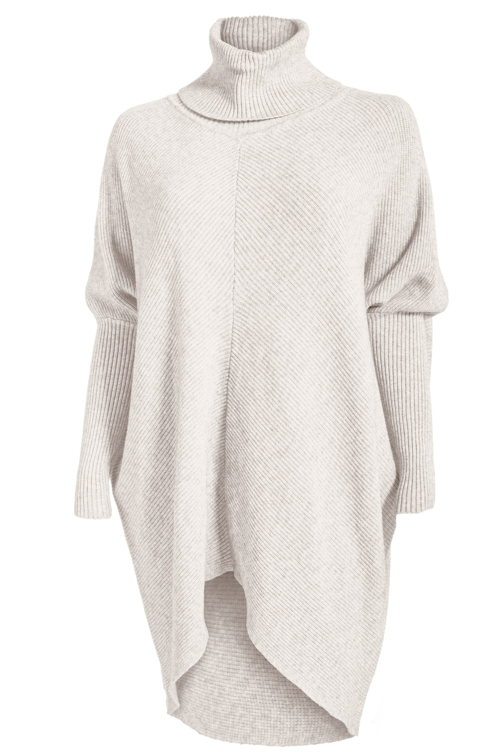 PEKIVESSA Longpullover Oversized langer Rollkragenpullover Damen Fledermausärmel (Einzelartikel, 1-tlg) hinten länger